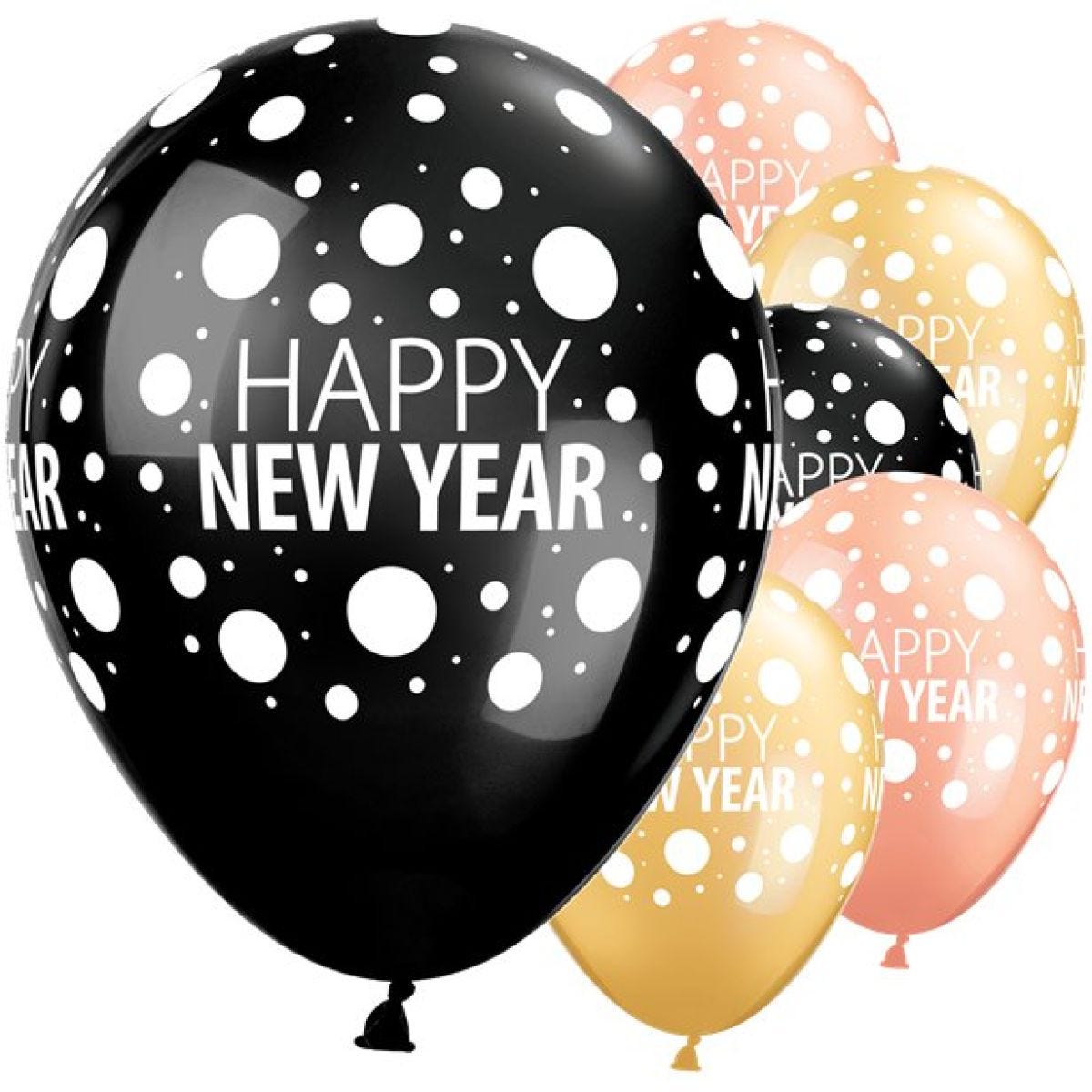 Happy New Year Dots Balloons - 11" Latex (25pk)