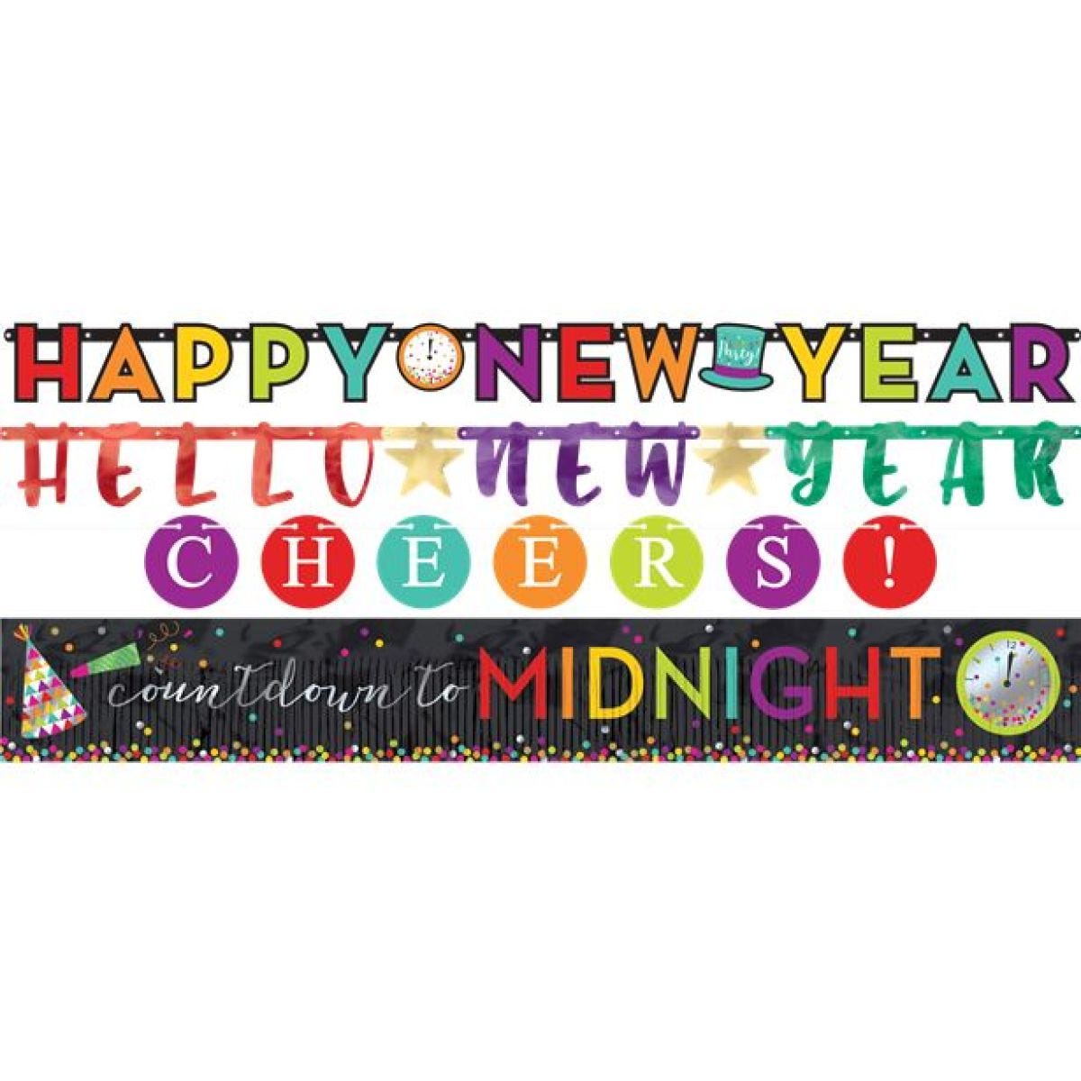 Colourful New Year Banners Set (4pk)