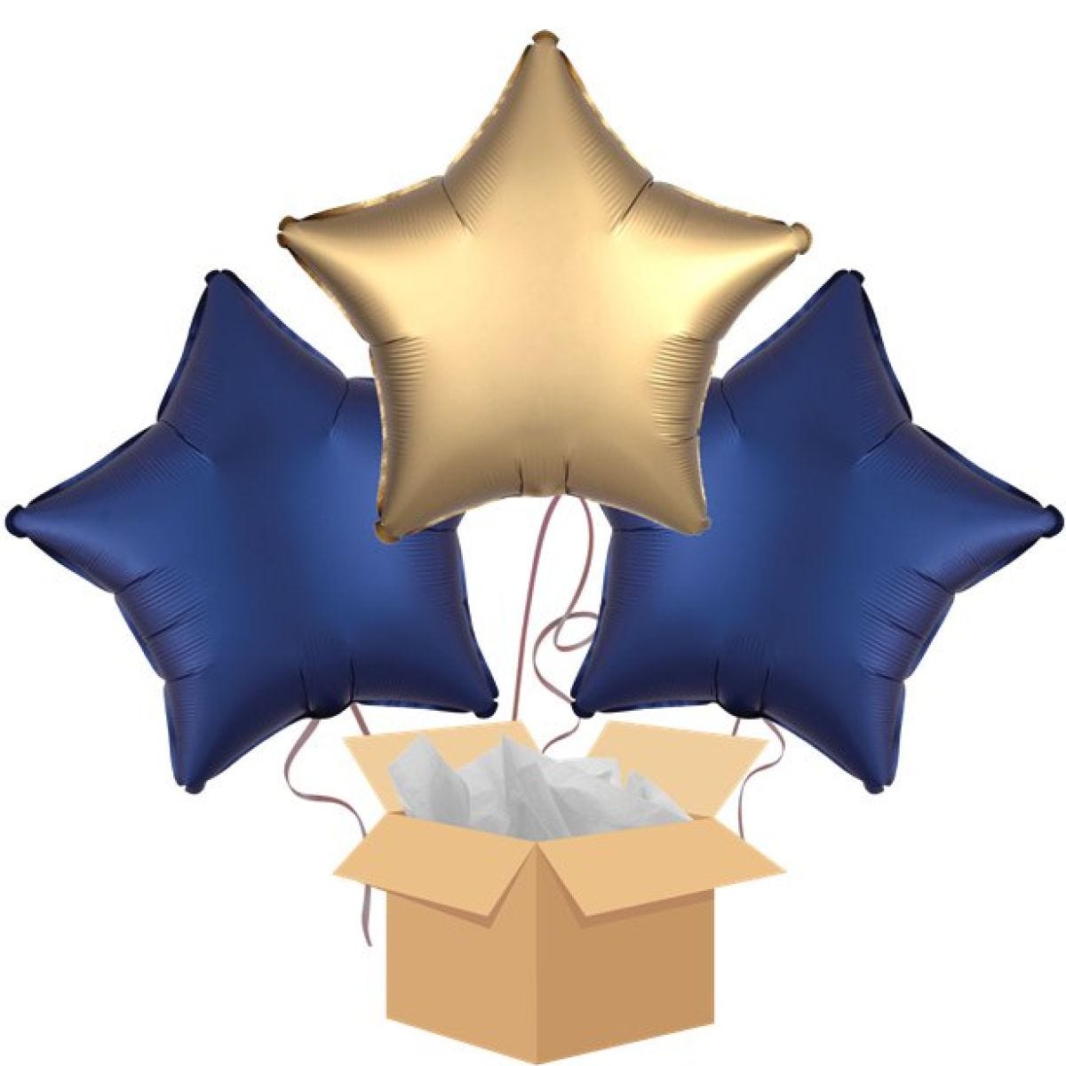 Navy & Gold Stars Balloon Bouquet - Delivered Inflated