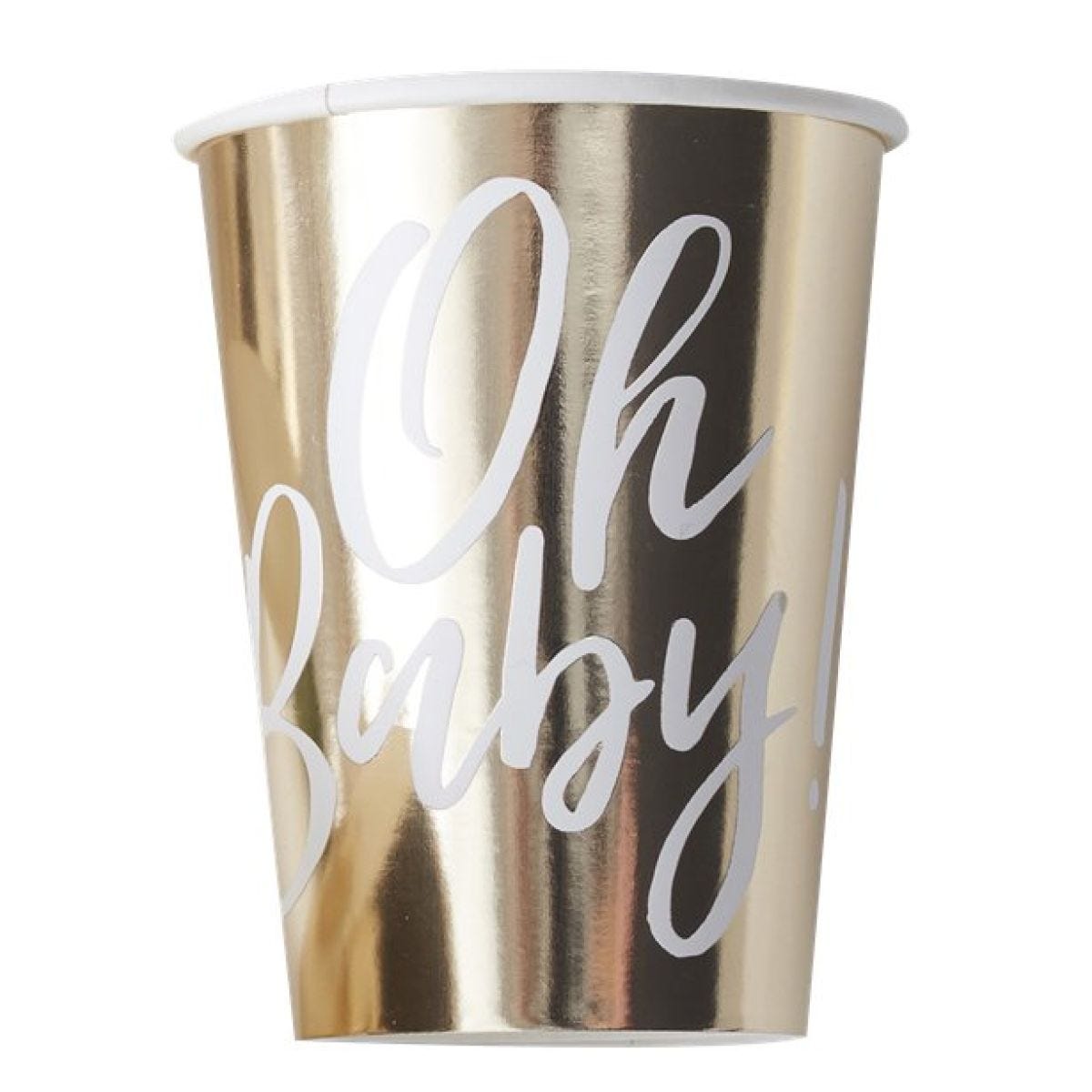 Oh Baby&apos; Gold Foiled Paper Cups - 255ml (8pk)