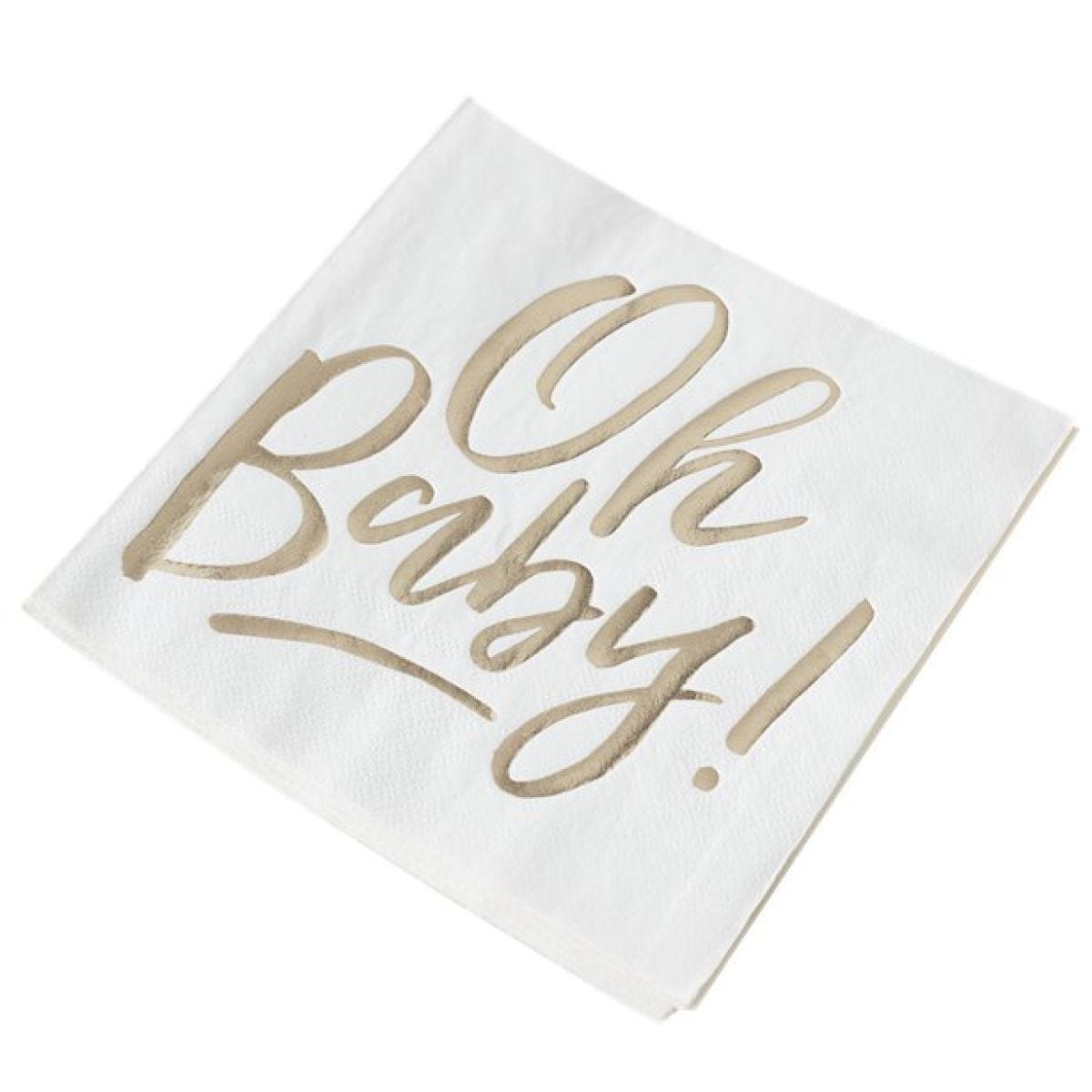 Oh Baby!&apos; Gold Foiled Paper Napkins - 33cm (16pk)