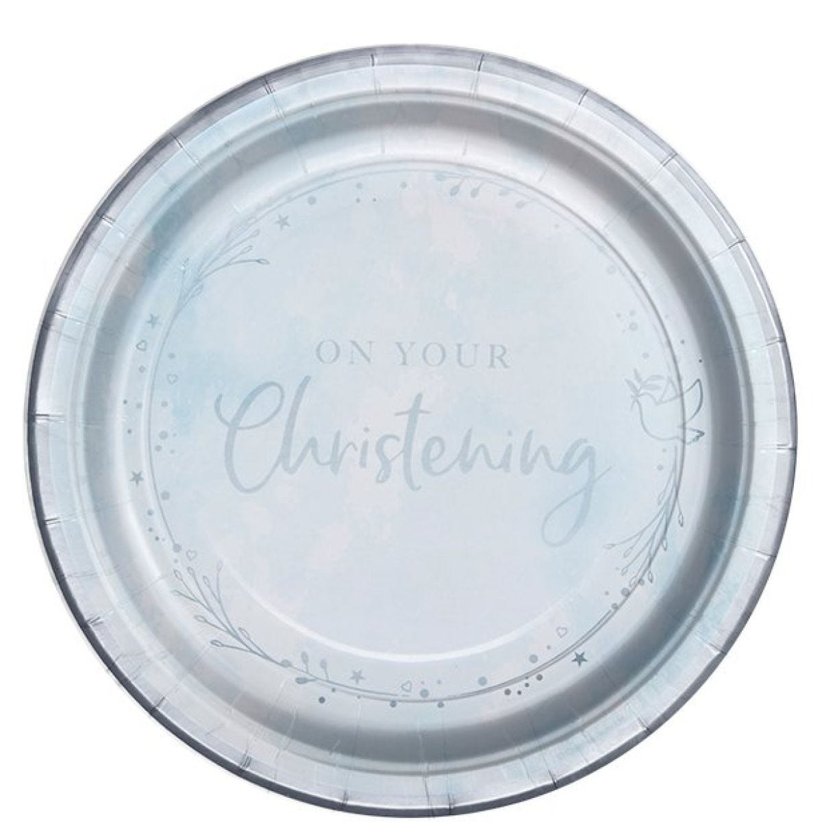 On Your Christening Blue Paper Plates - 23cm
