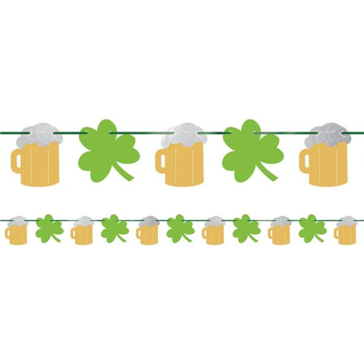 St Patrick&apos;s Day Beer and Shamrock Banner - 3.65m