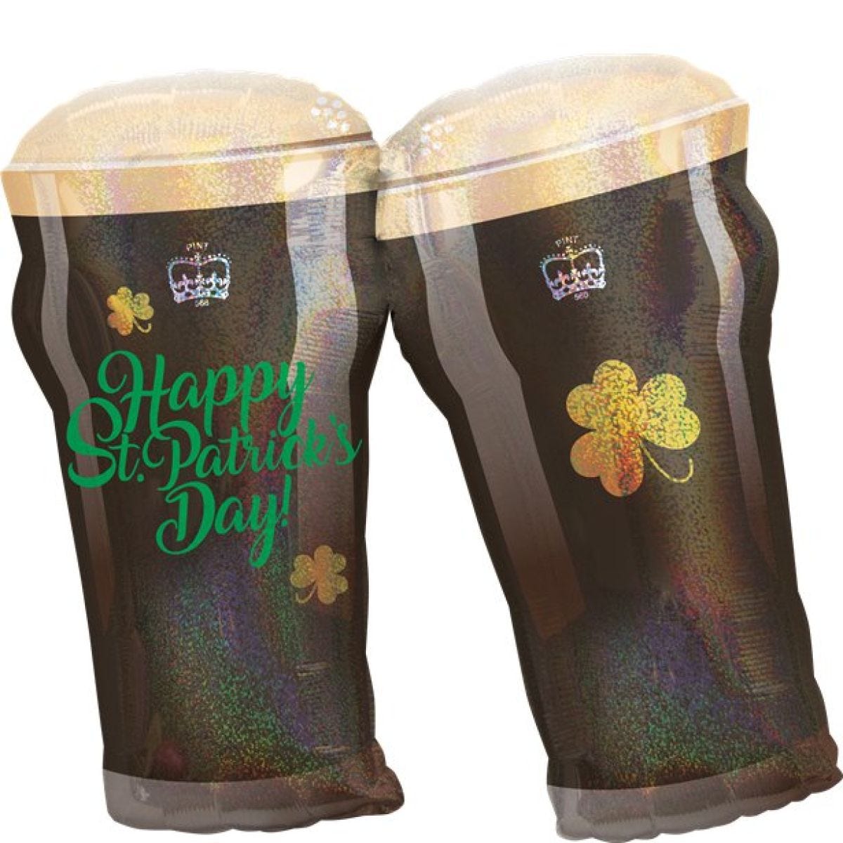 St Patrick&apos;s Day Beer Glasses SuperShape Balloon - 28" Foil