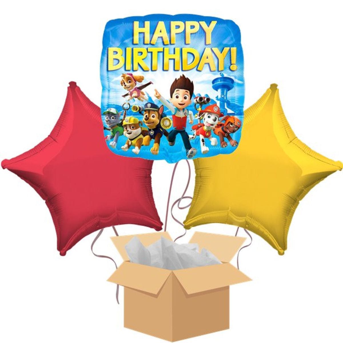 Paw Patrol Happy Birthday Balloon Bouquet - Delivered Inflated