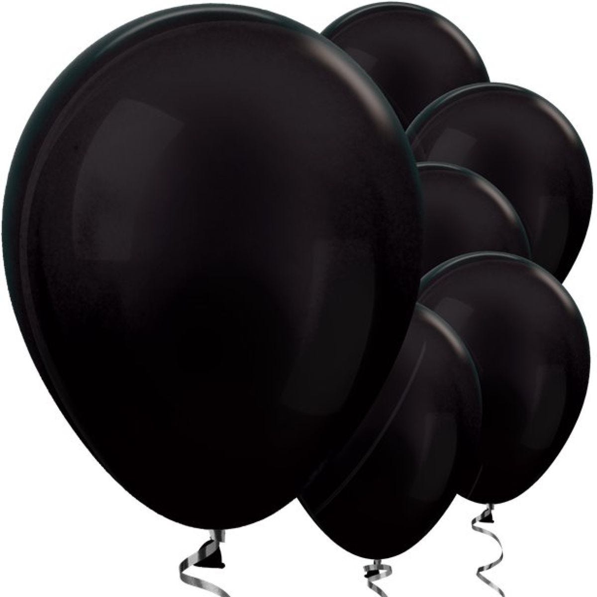 Black Metallic Balloons - 12 Latex Balloons