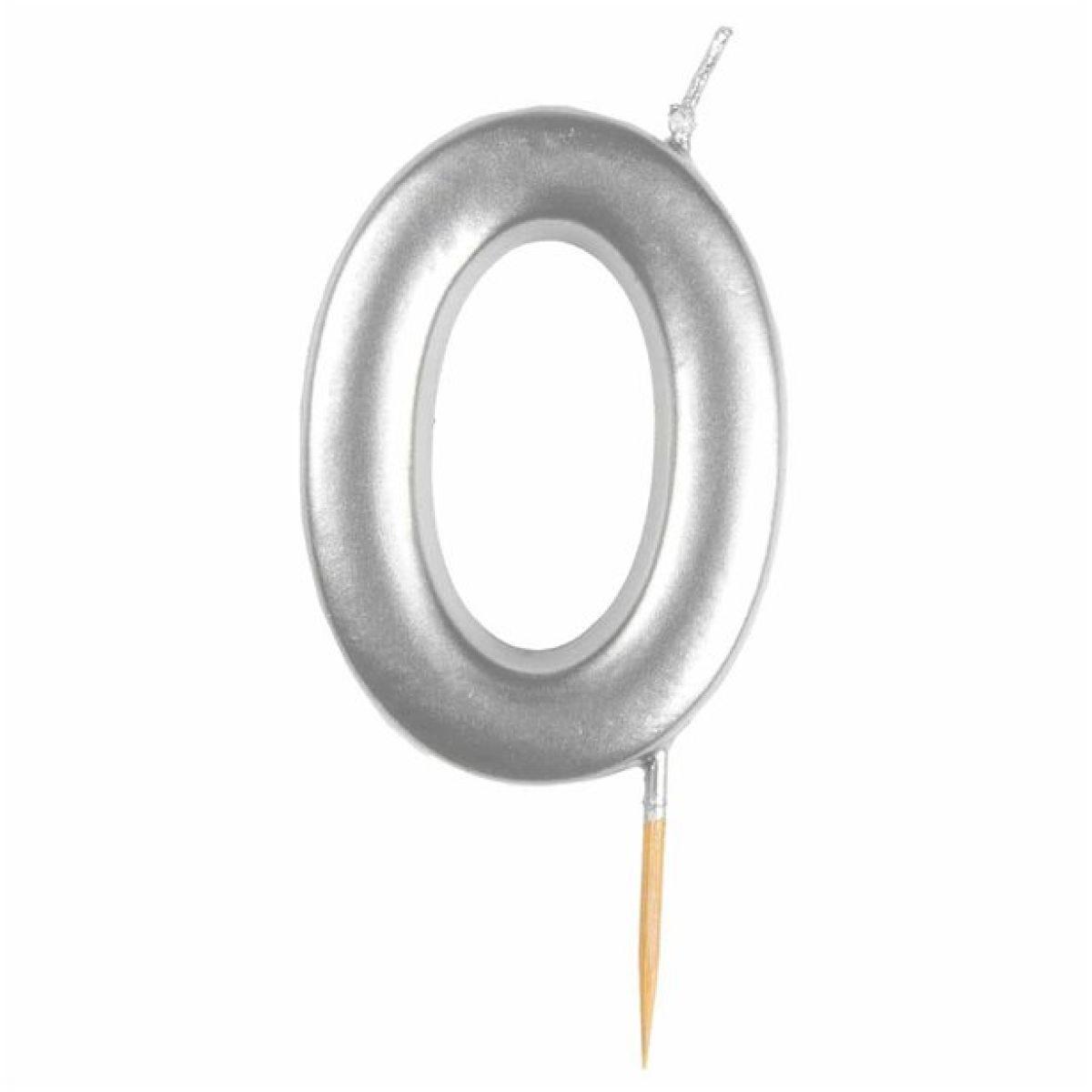 Number 0 Silver Candle