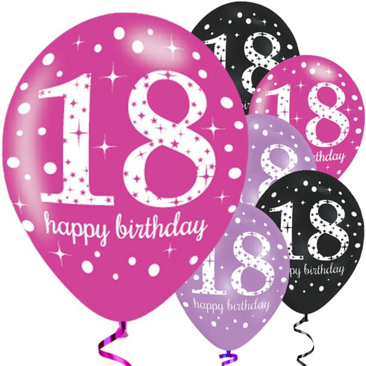 Happy 18th Birthday Pink Mix Latex Balloons - 11"