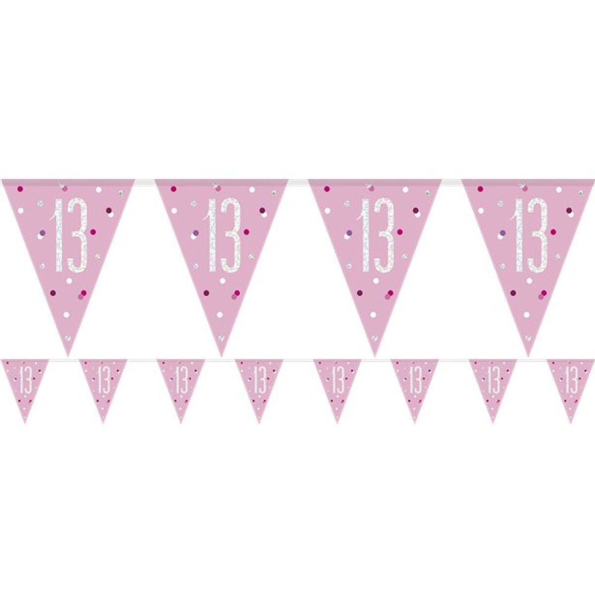 Pink 13th Birthday Plastic Bunting - 2.75m