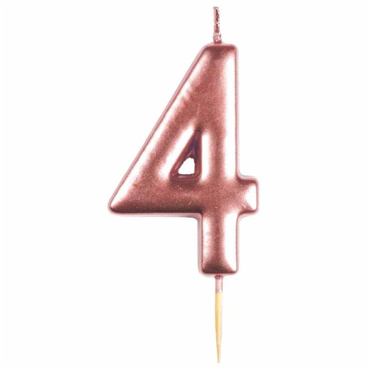 Number 4 Rose Gold Candle