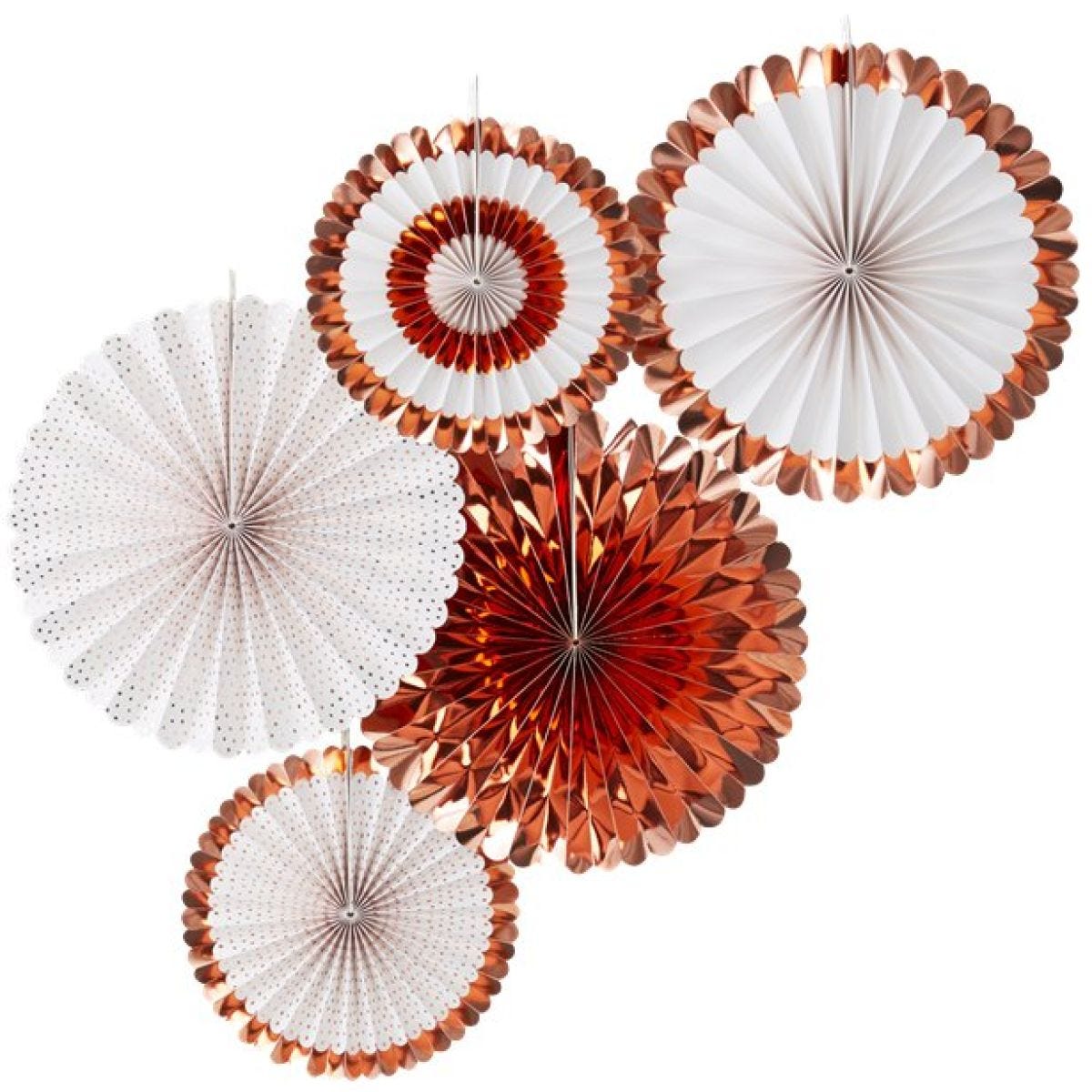 Pick & Mix Rose Gold Fan Decorations (5pk)