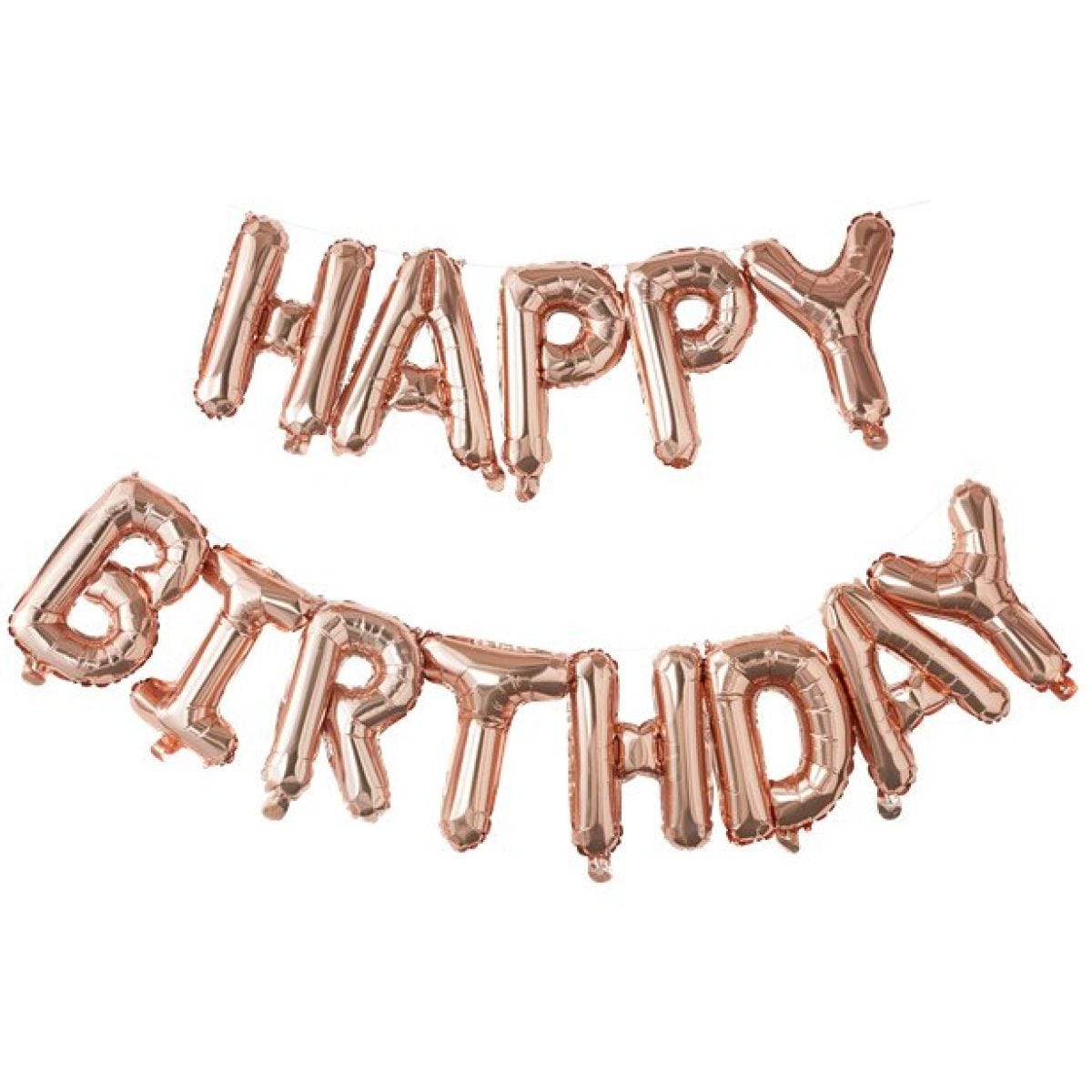 Pick & Mix Rose Gold &apos;Happy Birthday&apos; Balloon Bunting - 5m