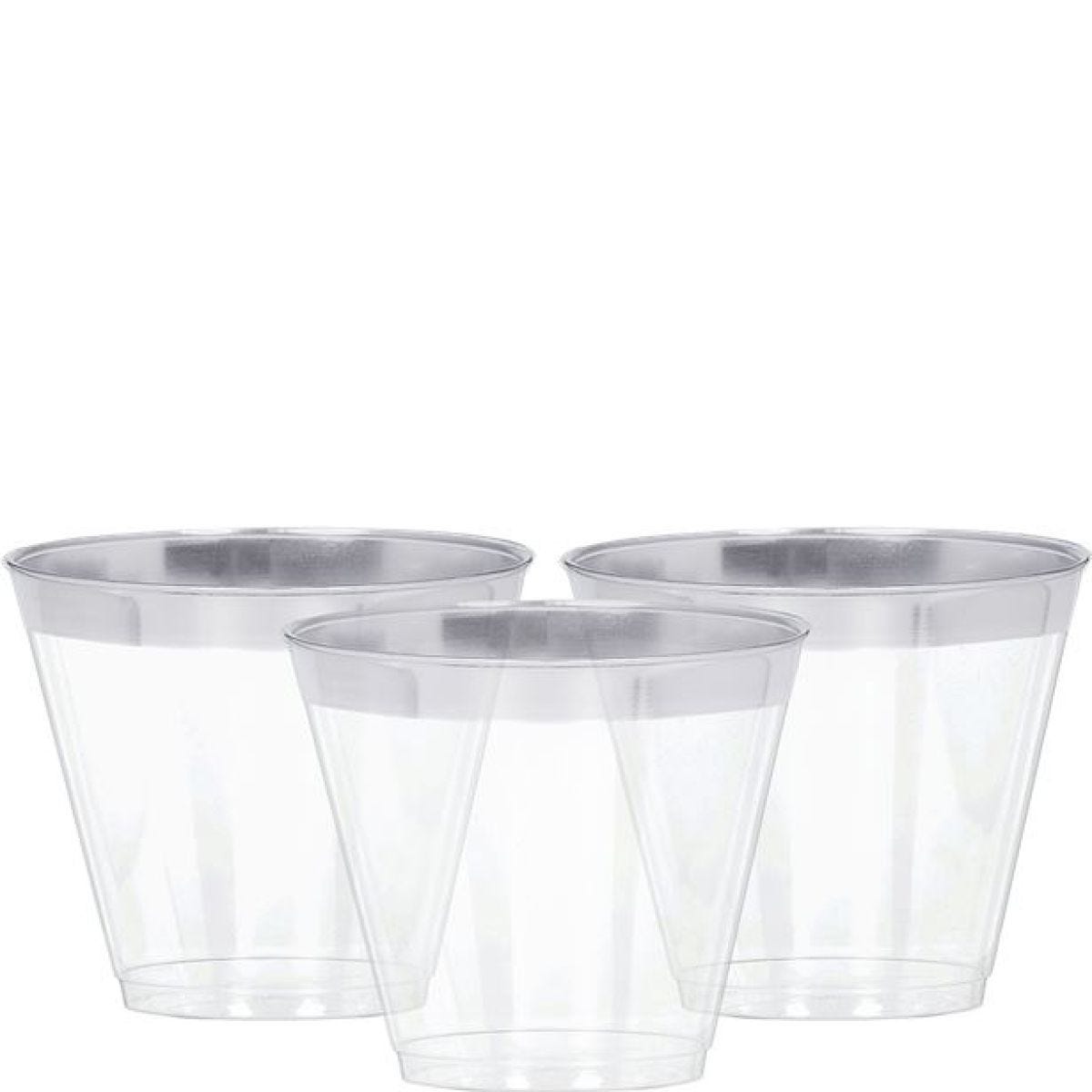 Premium Silver Trim Plastic Tumbler - 266ml (24pk)