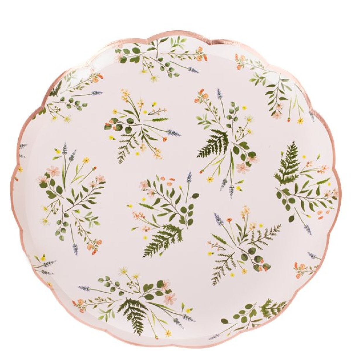 Rose Gold Floral Paper Plates - 21.5cm (8pk)