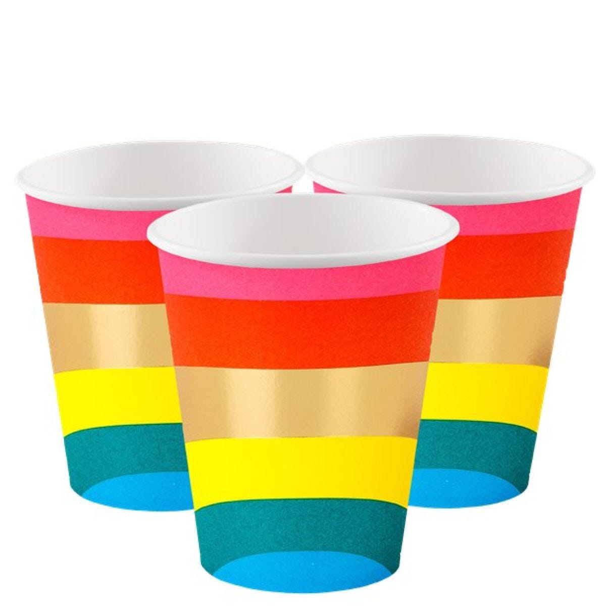 Rainbow Paper Cups - 250ml (12pk)