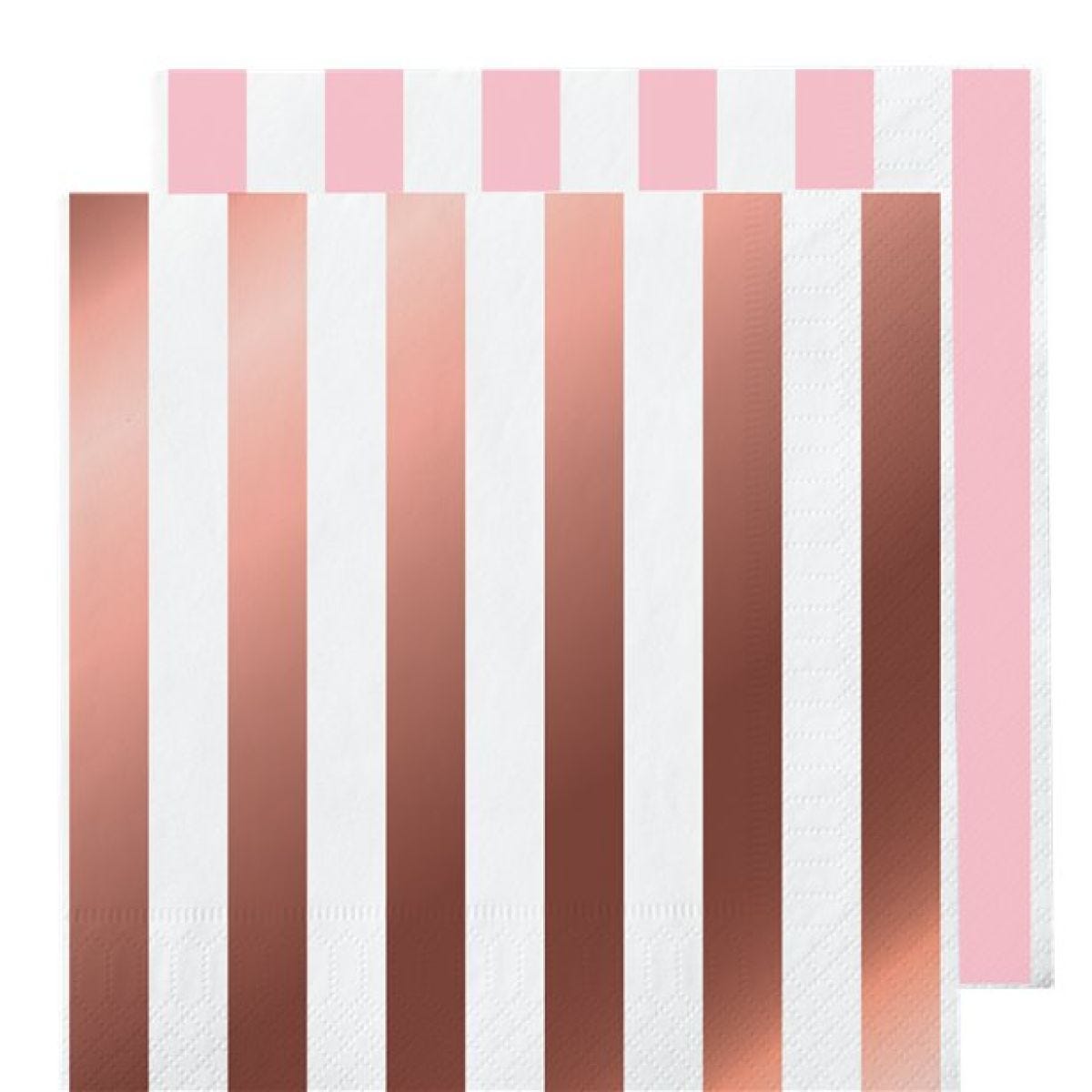 Rose Gold Stripe Paper Napkins - 33cm (16pk)