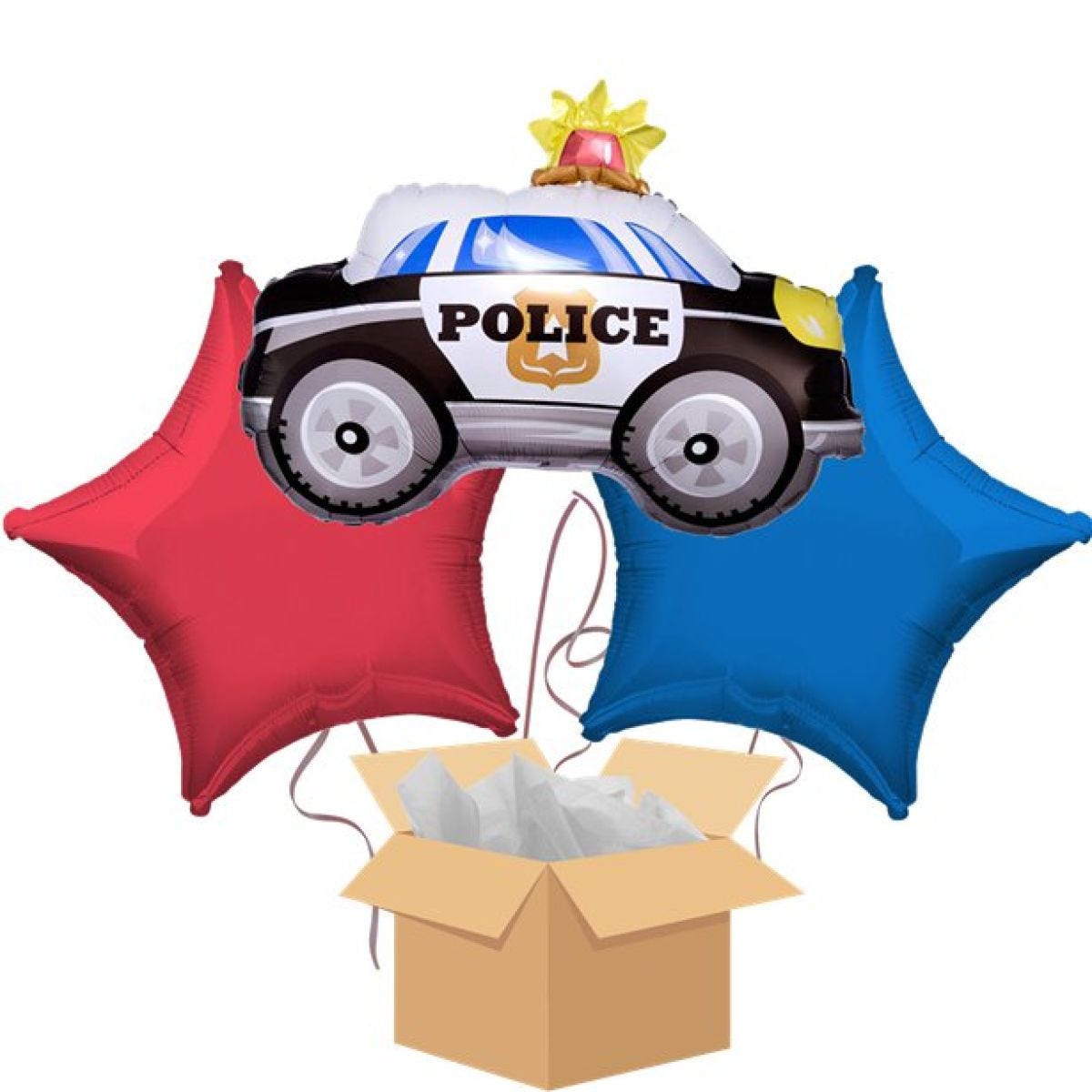 Police Car Balloon Bouquet - Delivered Inflated
