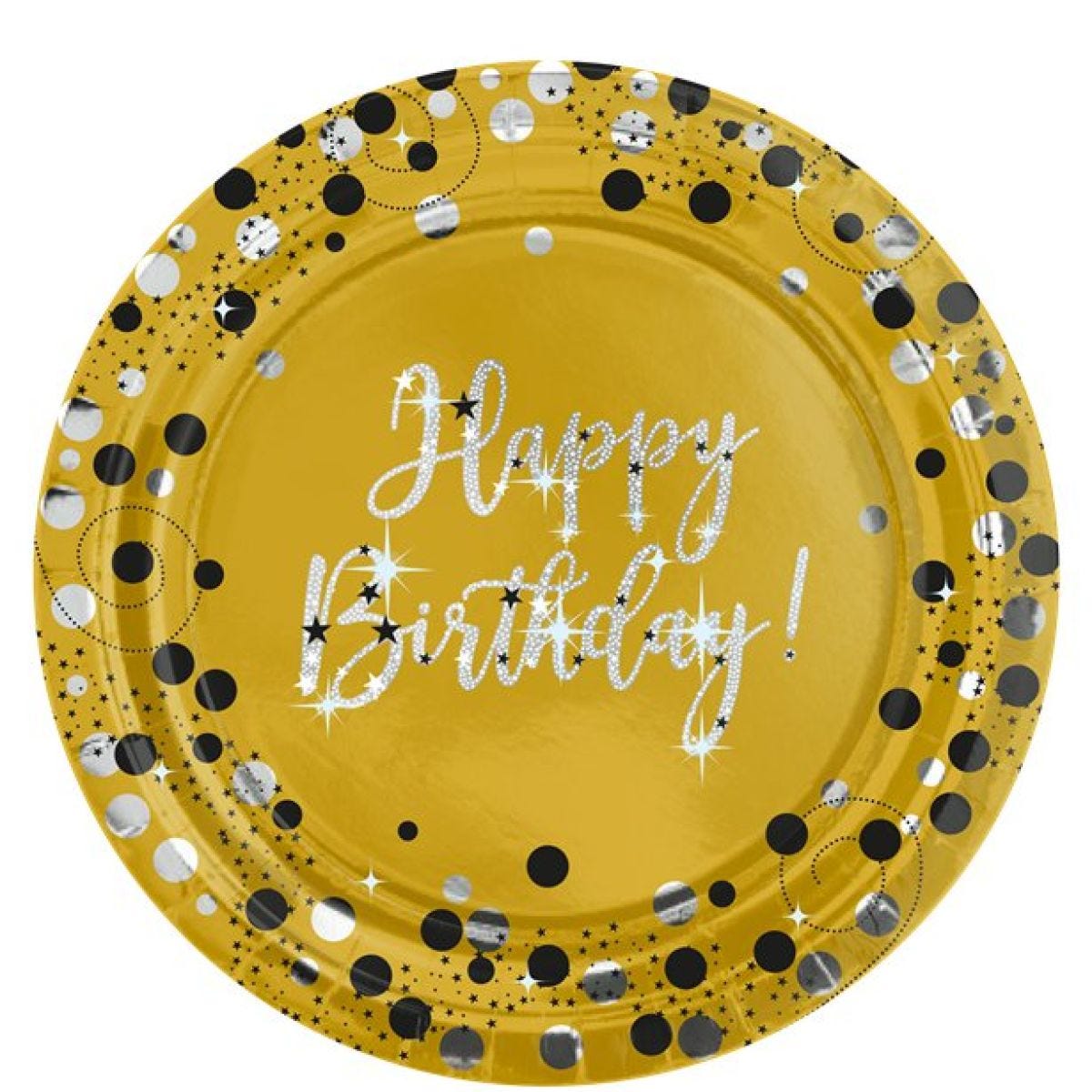 Sparkling Celebration Happy Birthday Paper Plate - 23cm (8pk)