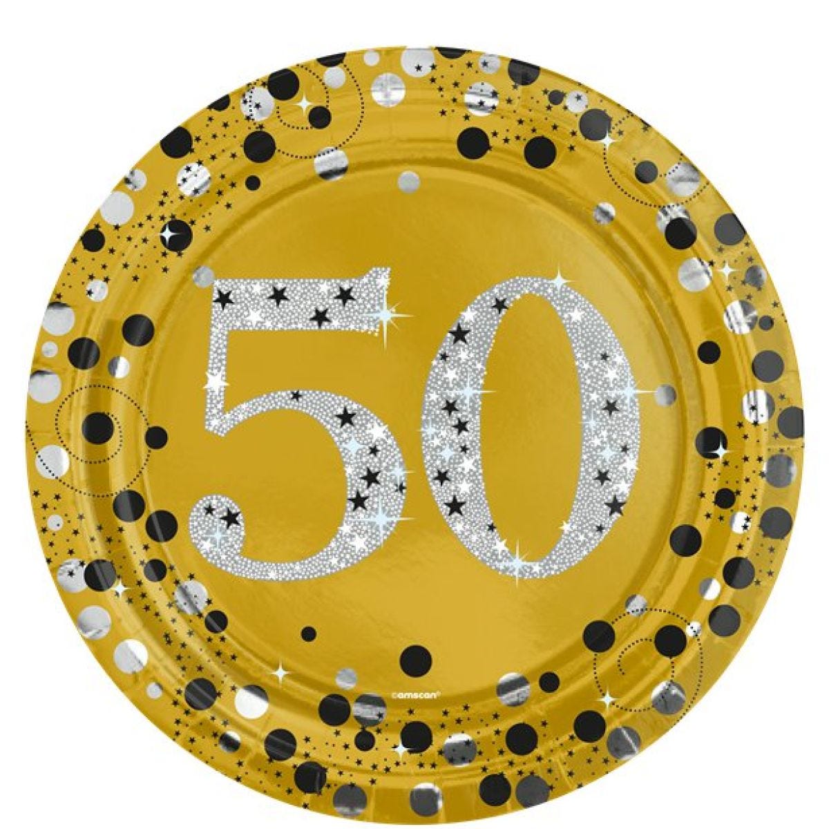 Sparkling Celebration 50th Paper Plate - 23cm