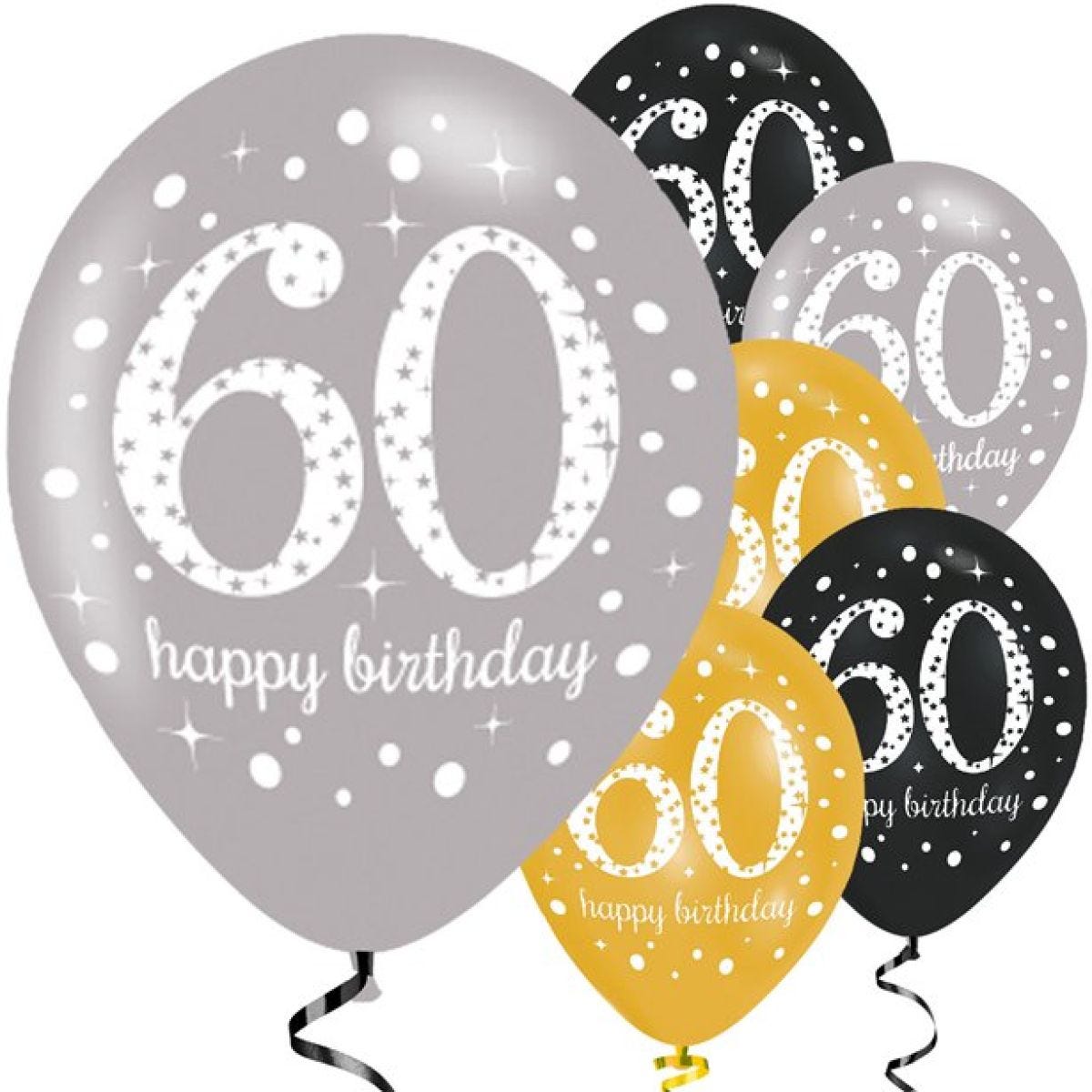 Sparkling Celebration 60th Birthday Balloons - 11" Latex