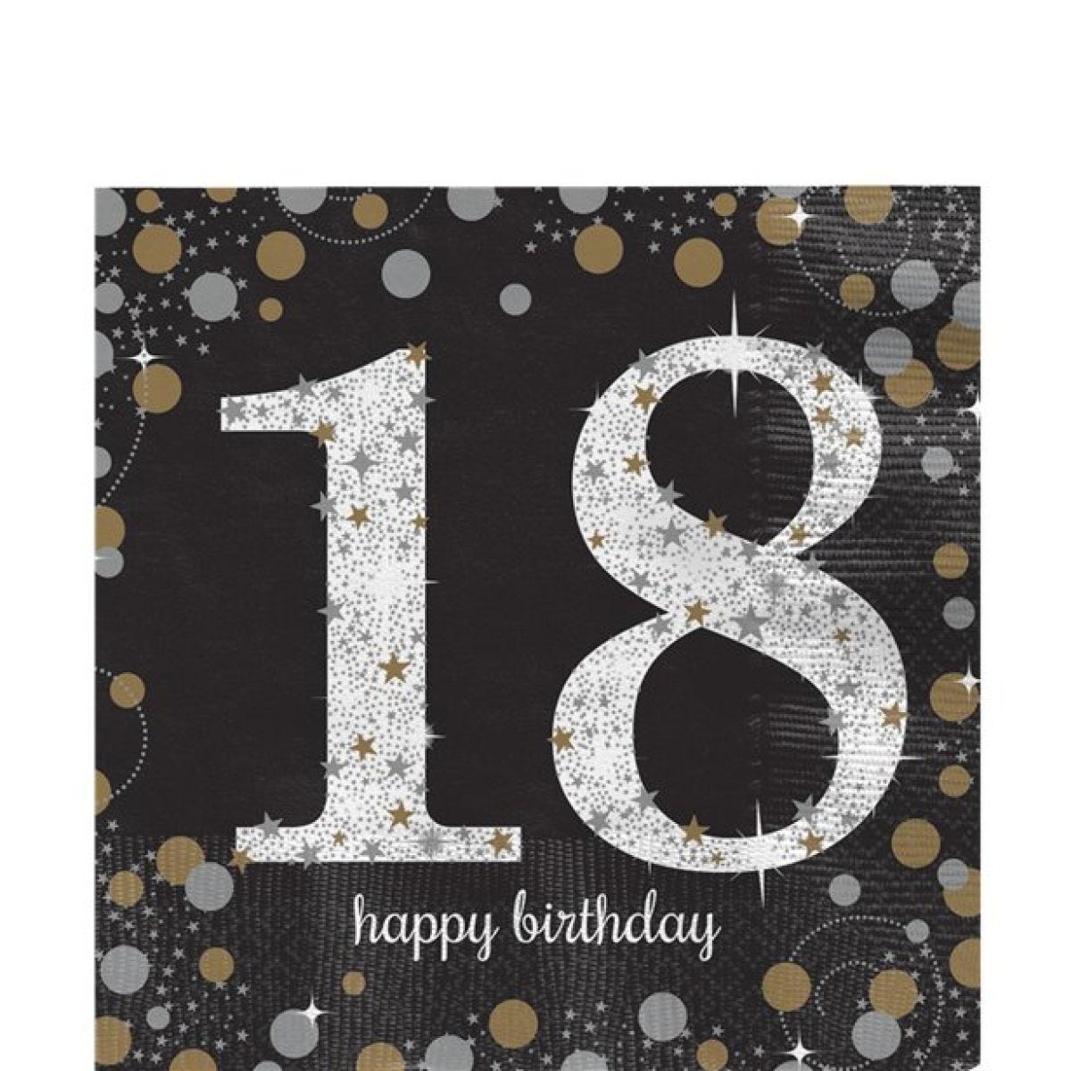 Sparkling Celebration 18th Birthday 2ply Paper Napkins - 33cm