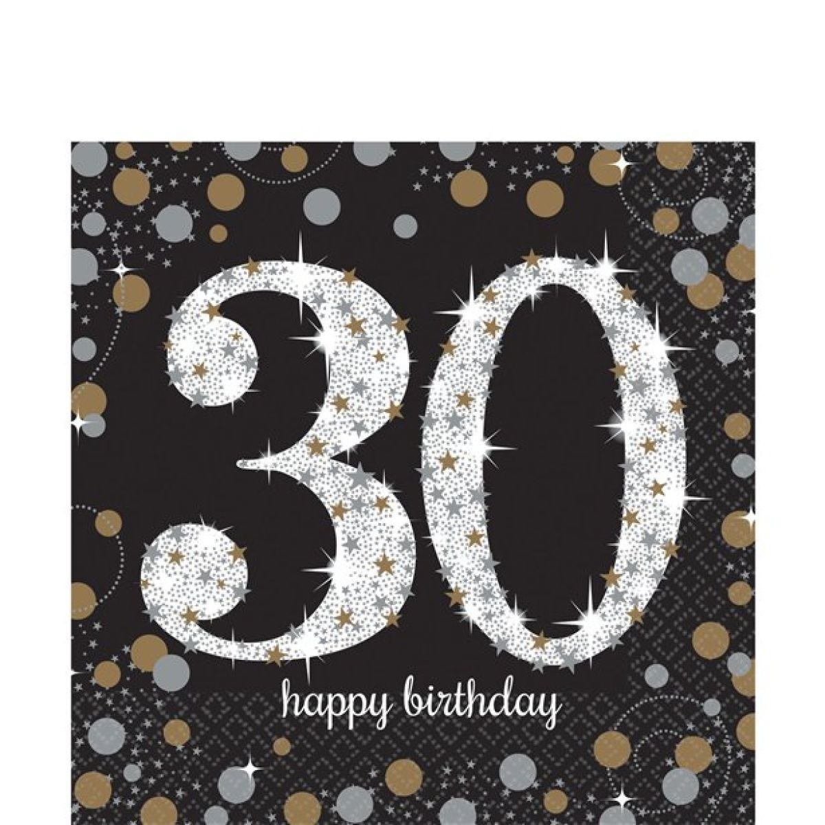 Sparkling Celebration 30th Birthday 2ply Paper Napkins - 33cm