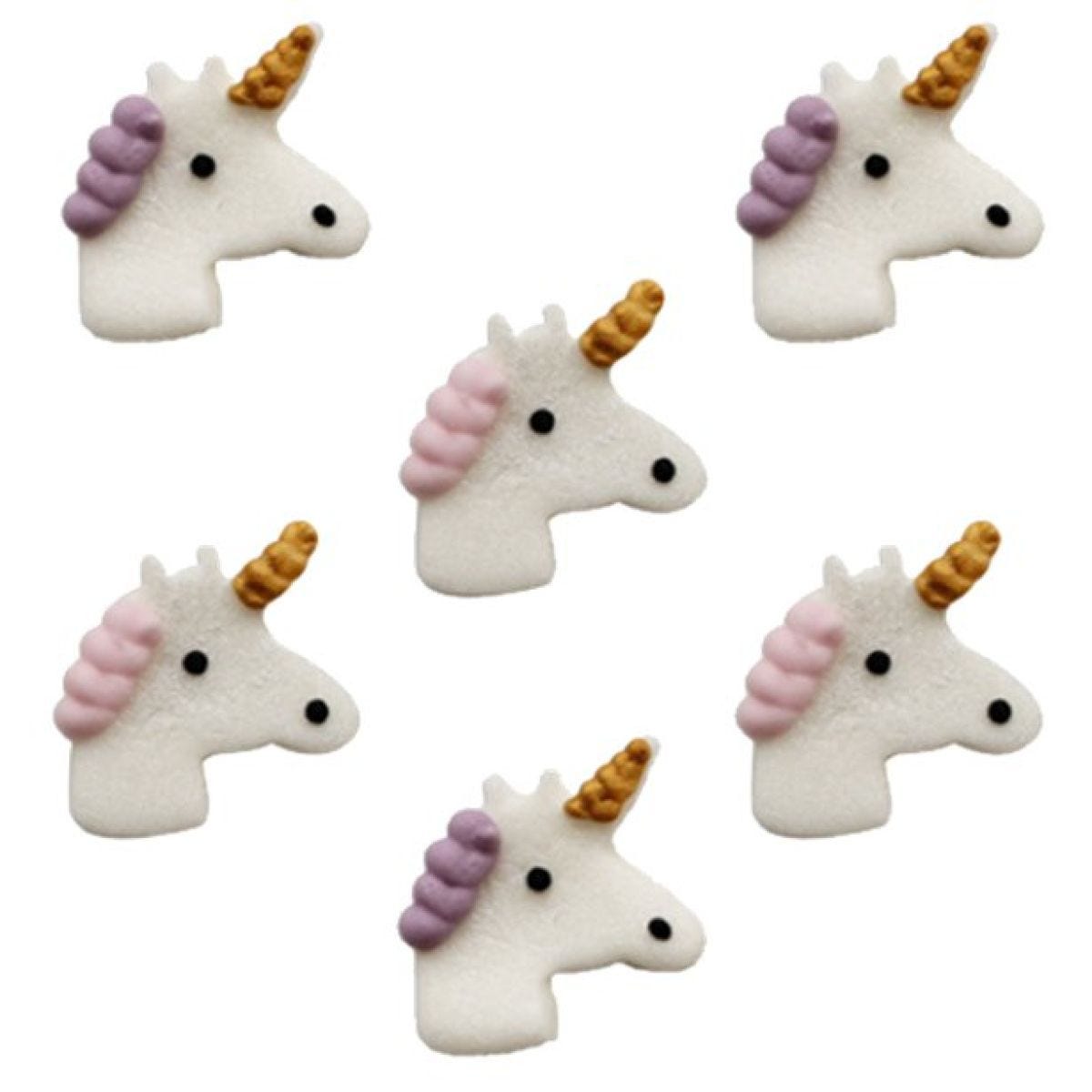 Unicorn Sugar Cake Toppers x6