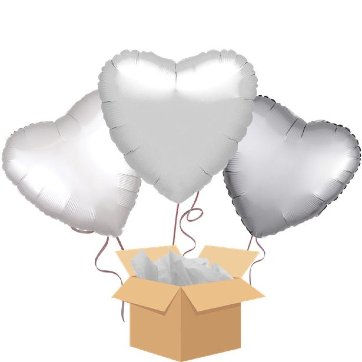 Silver Hearts Balloon Bouquet - Delivered Inflated
