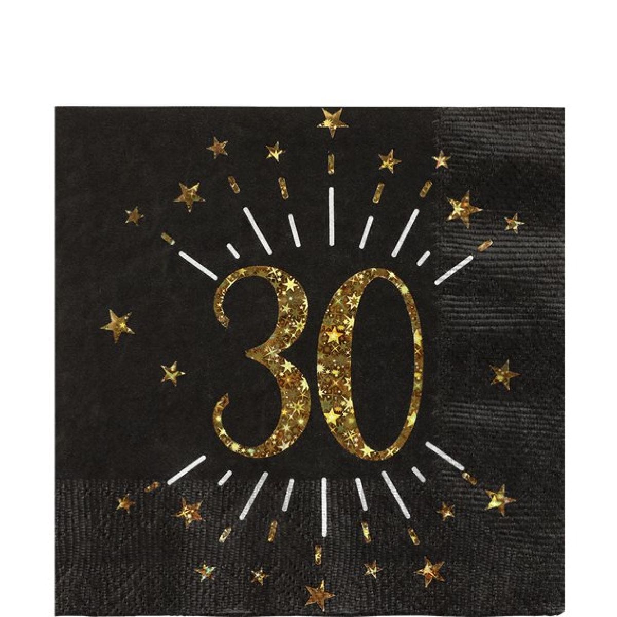 Sparkling Gold 30th Napkins - 25cm (10pk)