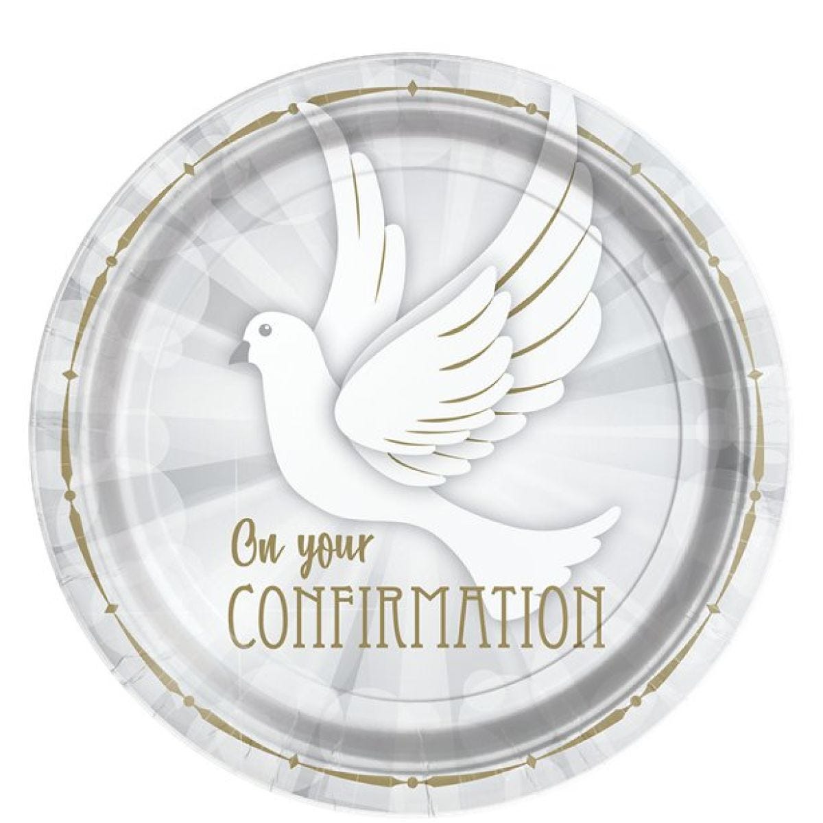 Confirmation Dove Paper Plates - 23cm