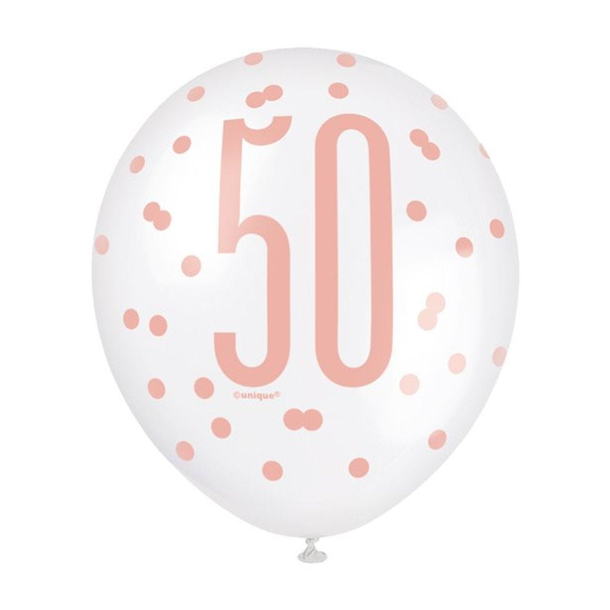 Rose Gold Glitz 50th Birthday Balloons - 12" Latex