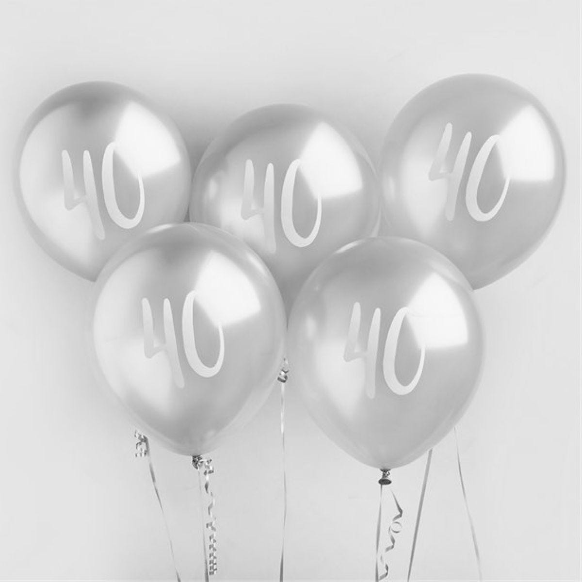 Silver 40th Milestone Balloons - 12" Latex