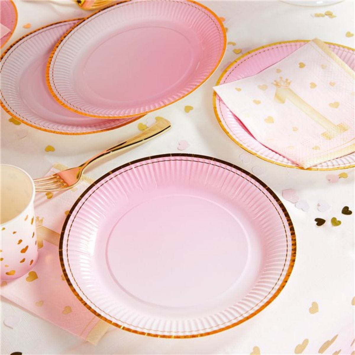 1st Birthday Pink Metallic Paper Plates - 23cm