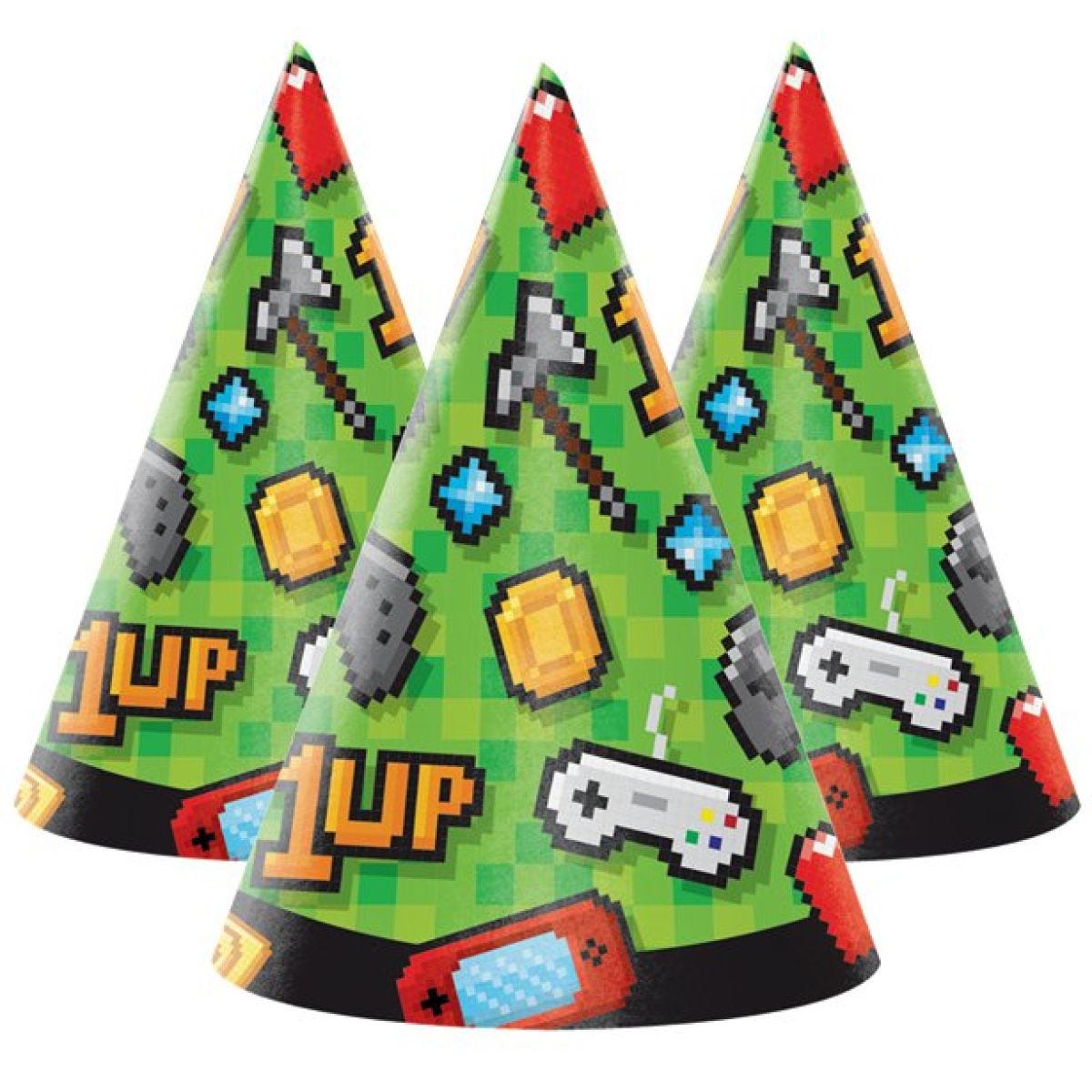 Game On Paper Party Hats (8pk)