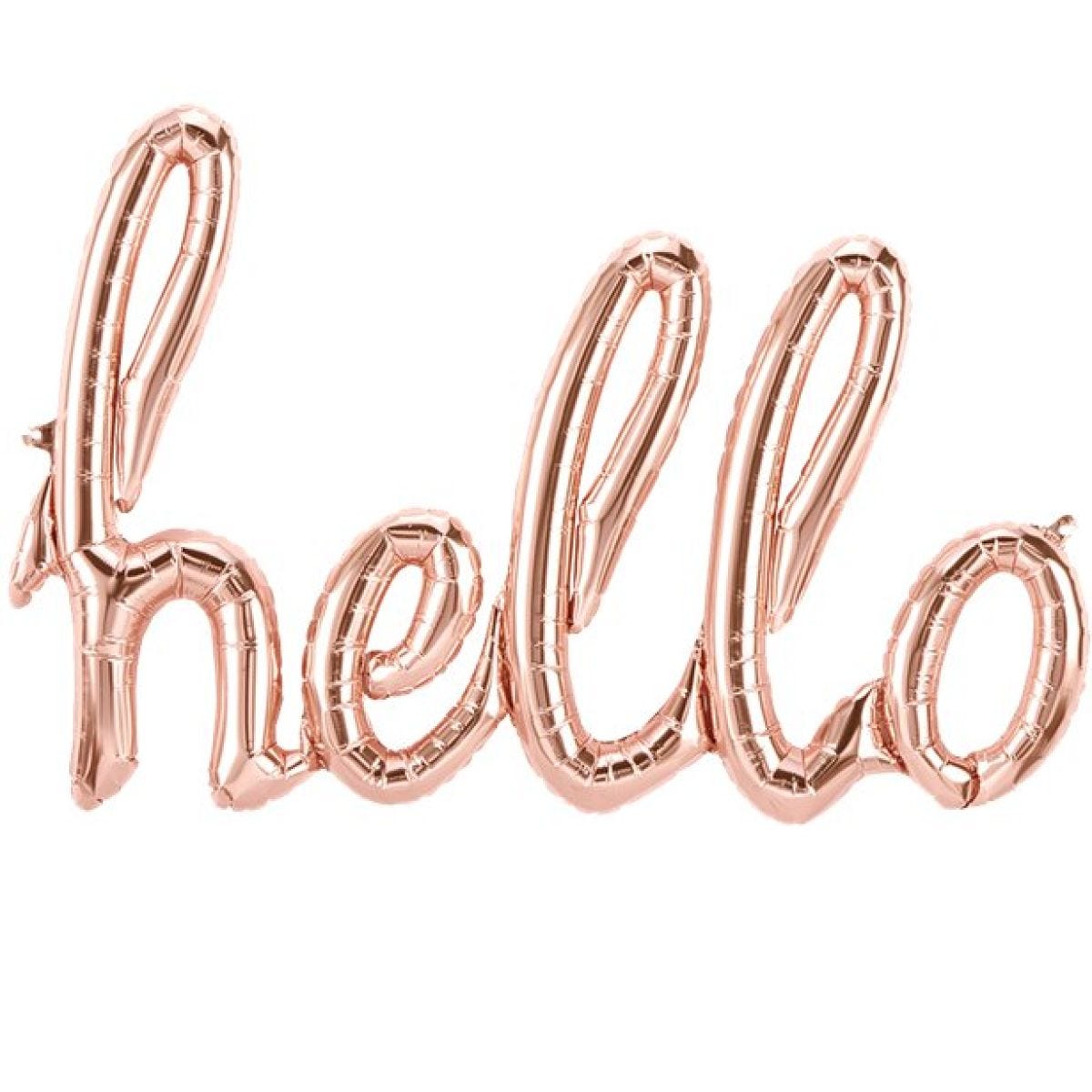 Hello Rose Gold Script Phrase Balloon - 47" Foil