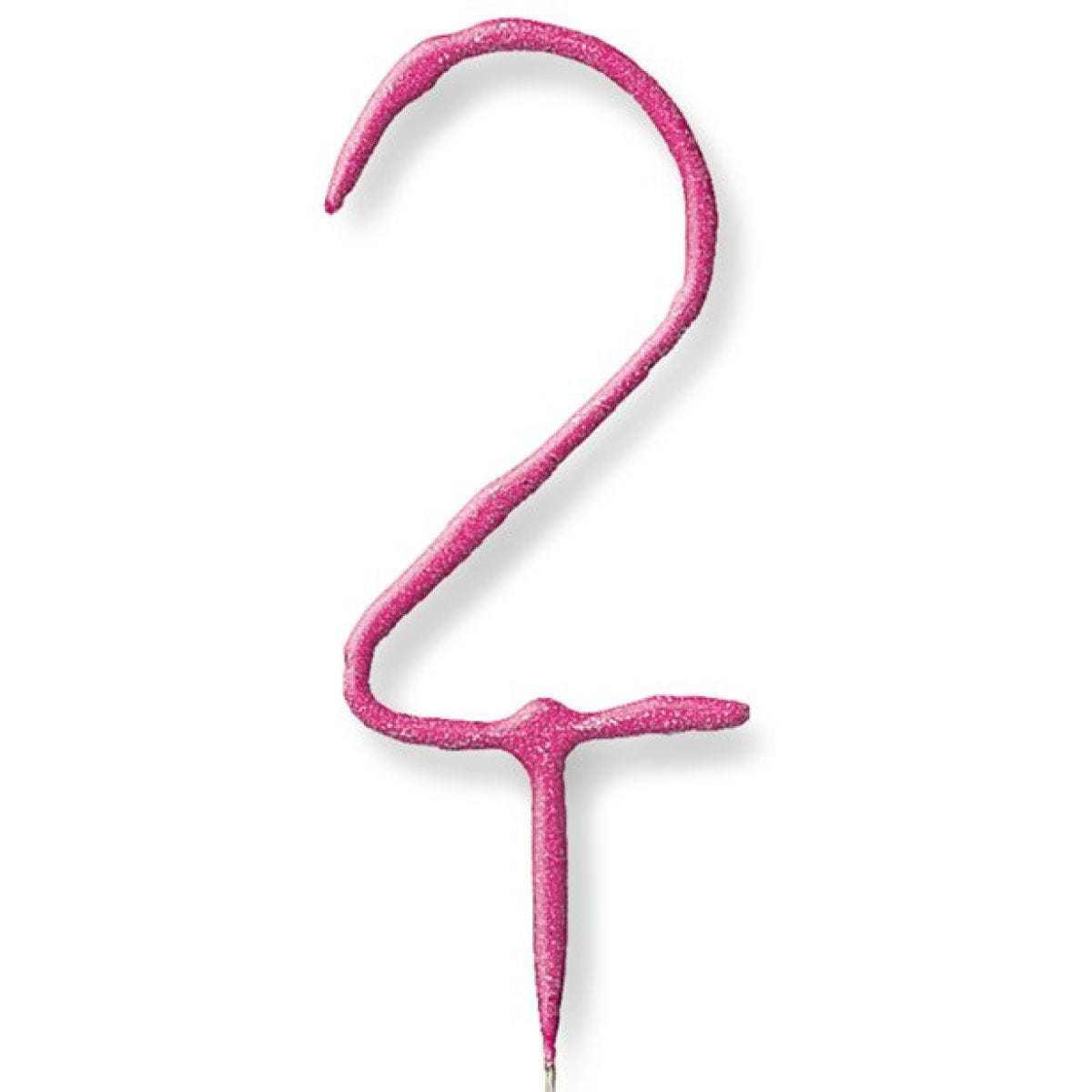 Pink Number 2 Sparkler Candle - 7"