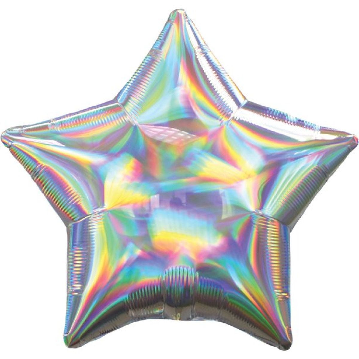 Silver Iridescent Star Balloon - 18&apos;&apos; Foil - unpackaged