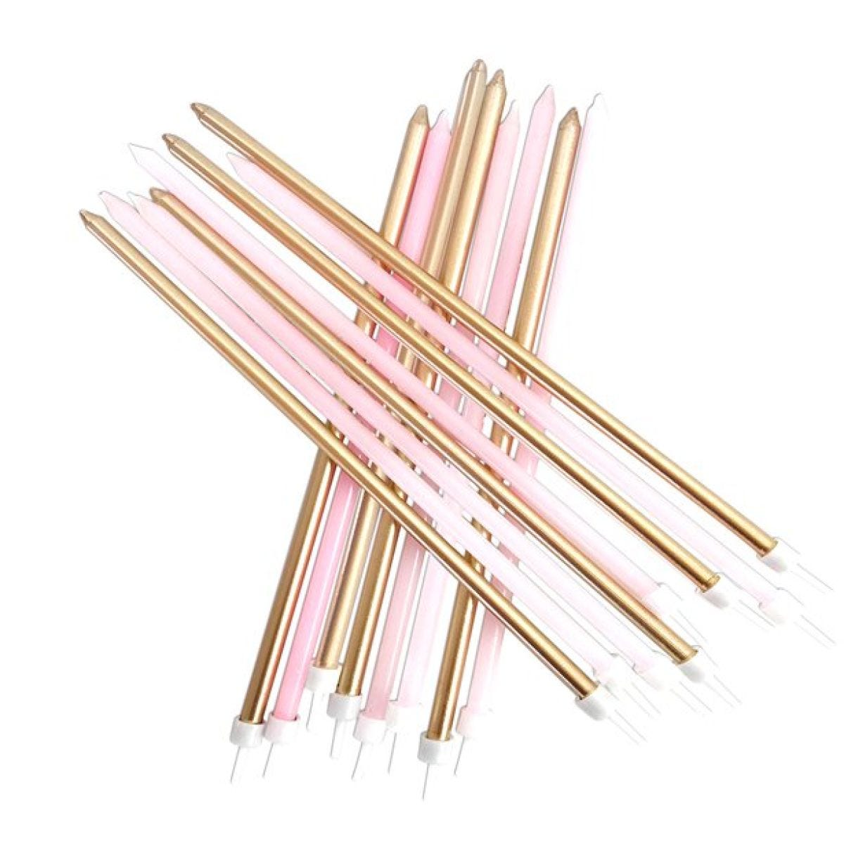 Pastel Pink & Gold Extra Tall Candles - 18cm