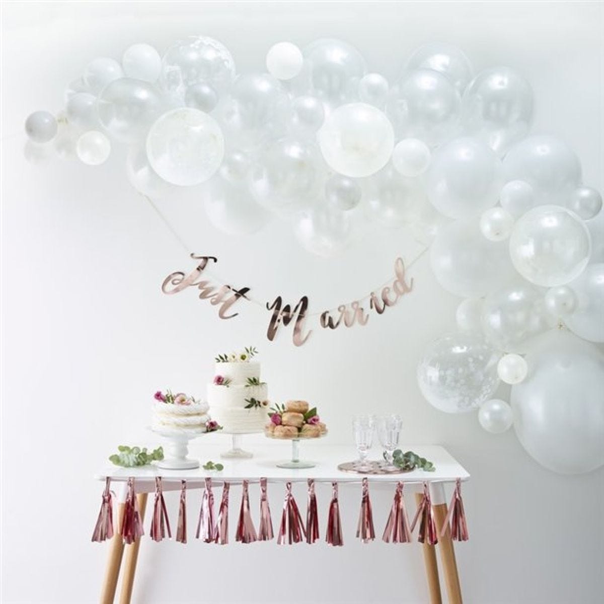 White Balloon Arch - 70 Balloons