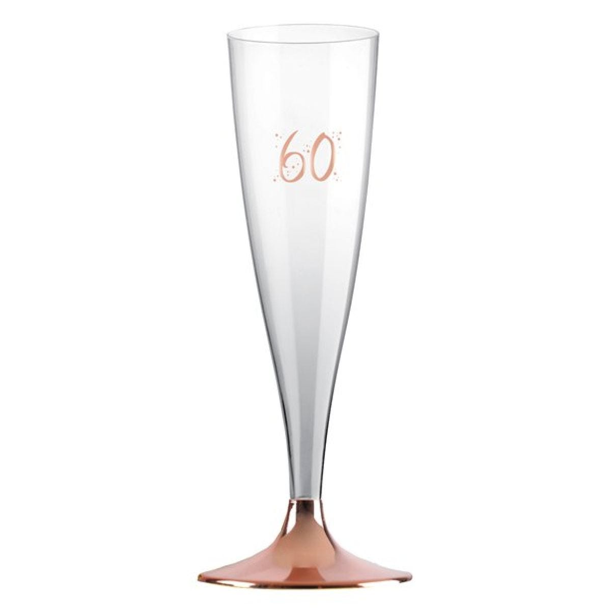 60th Rose Gold Champagne Flutes - 140ml