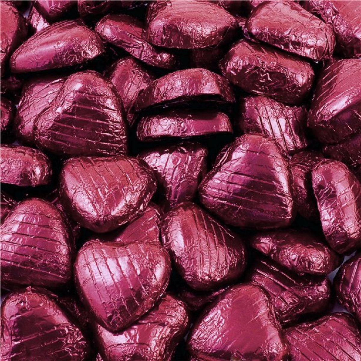 Burgundy Foil Chocolate Hearts x100