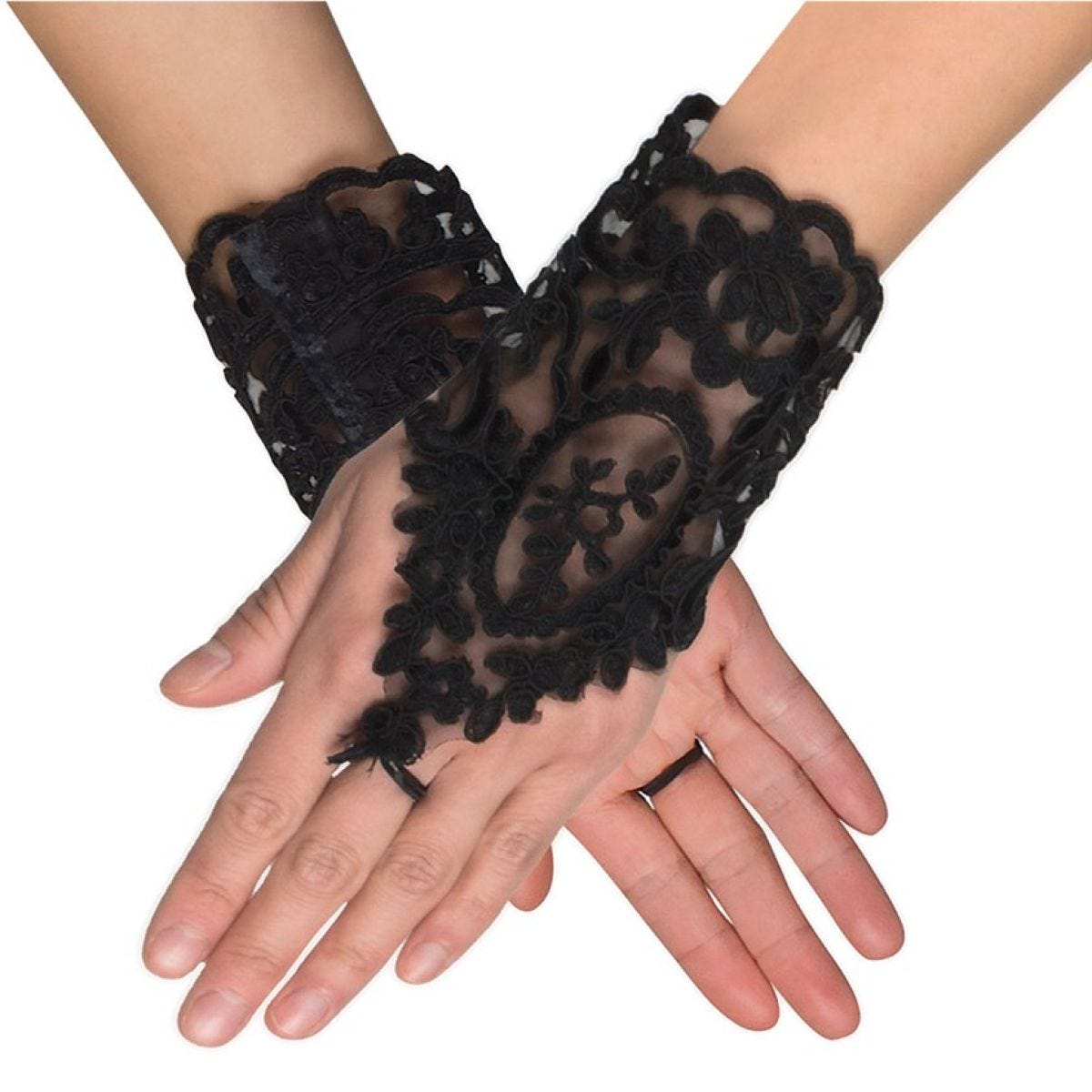 Black lace wrist outlet gloves