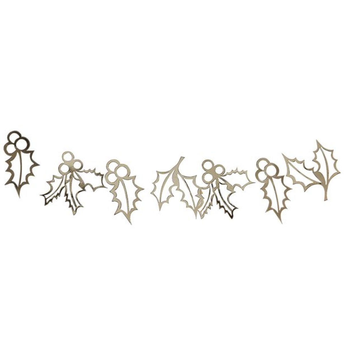 Gold Glitter Holly Garland - 2m