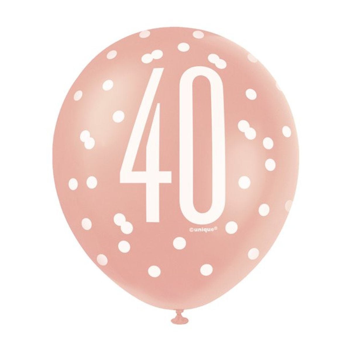 Rose Gold Glitz 40th Birthday Balloons - 12" Latex