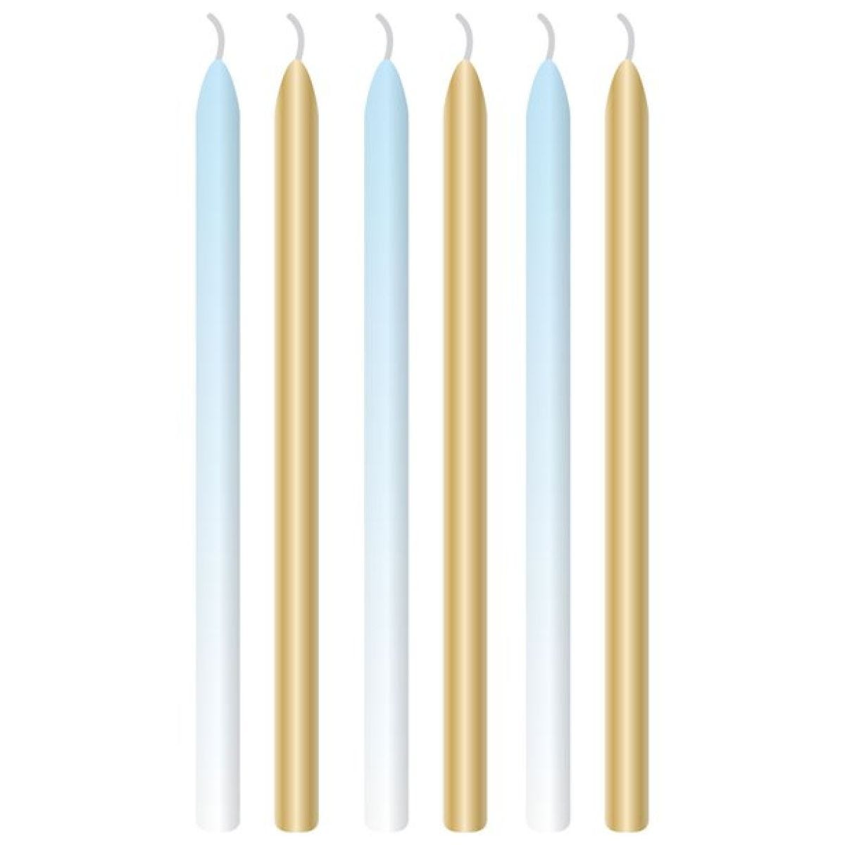 Blue & Gold Tall Candles - 13cm