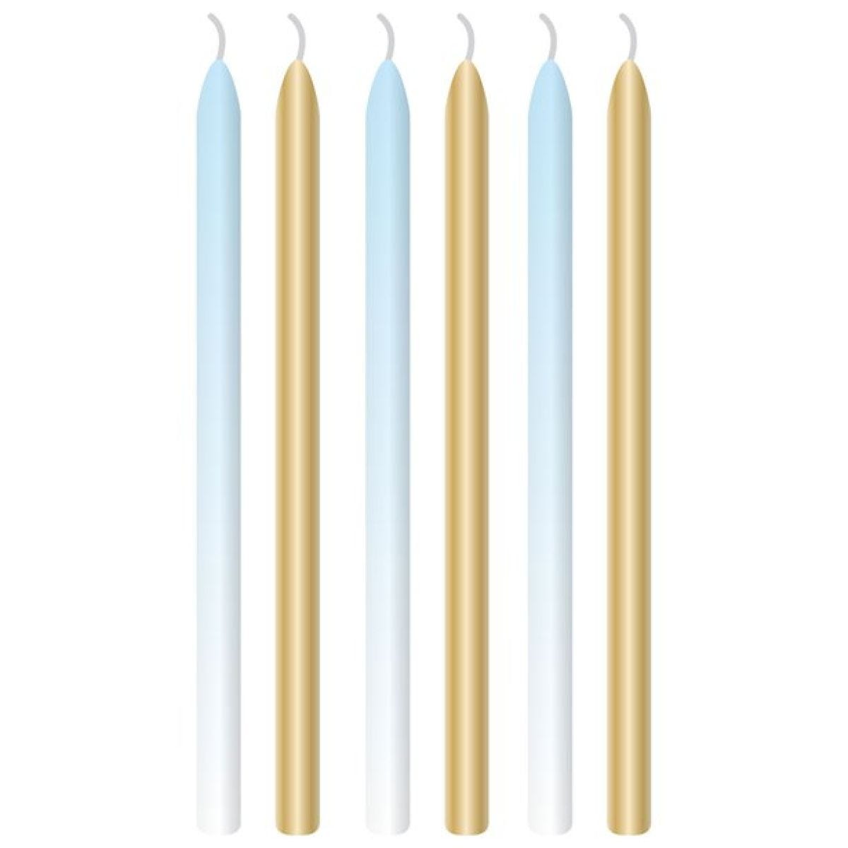 Blue & Gold Tall Candles - 13cm