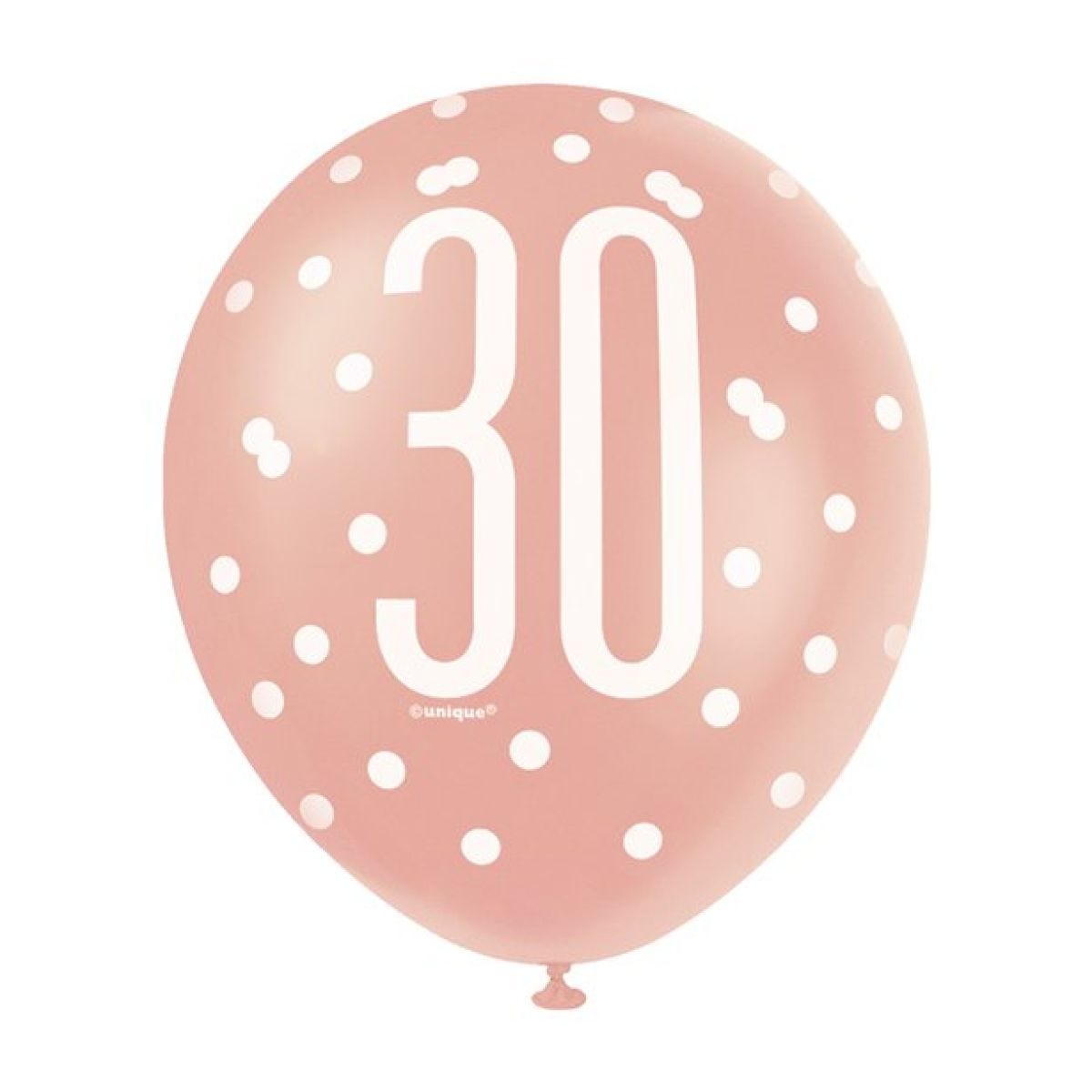 Rose Gold Glitz 30th Birthday Balloons - 12" Latex