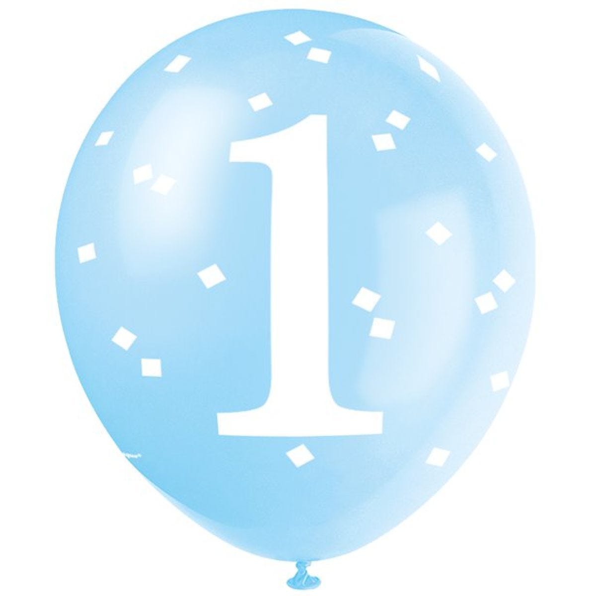 1st Birthday Blue Latex Balloons - 12"