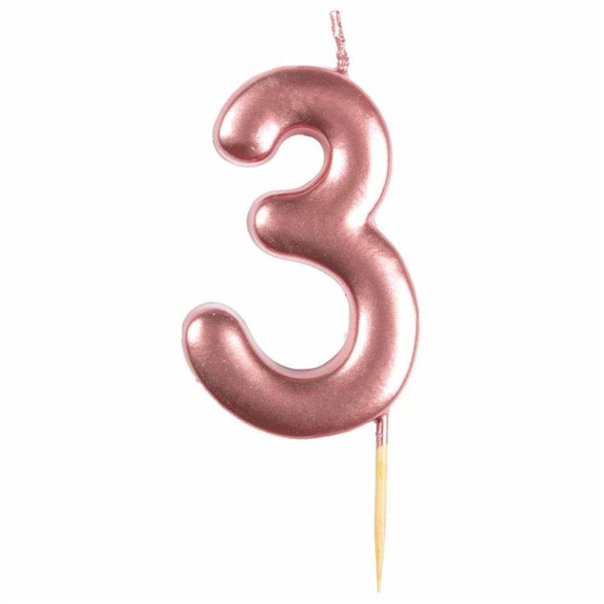Number 3 Rose Gold Candle