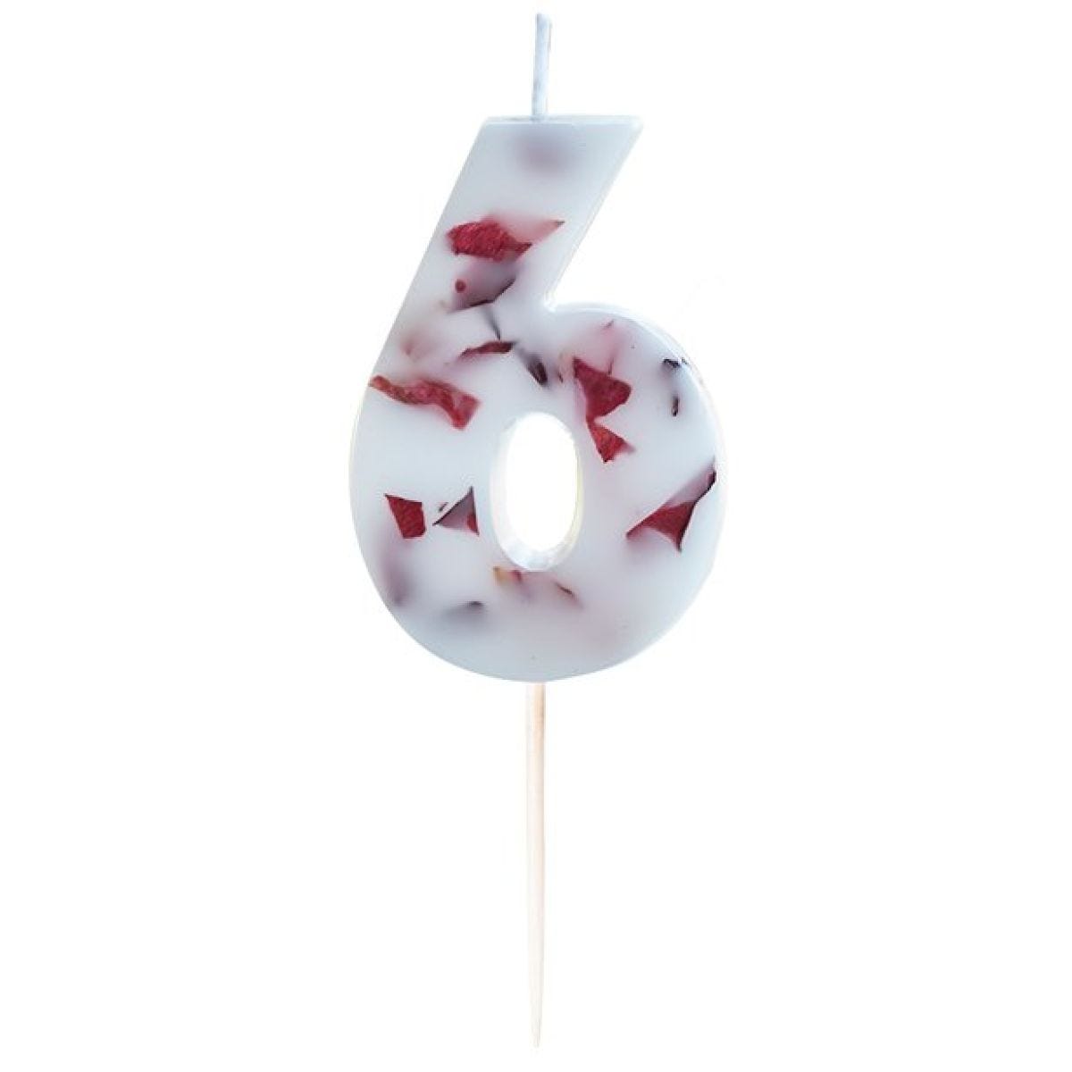 Pressed Petal Number 6 Candle - 9cm